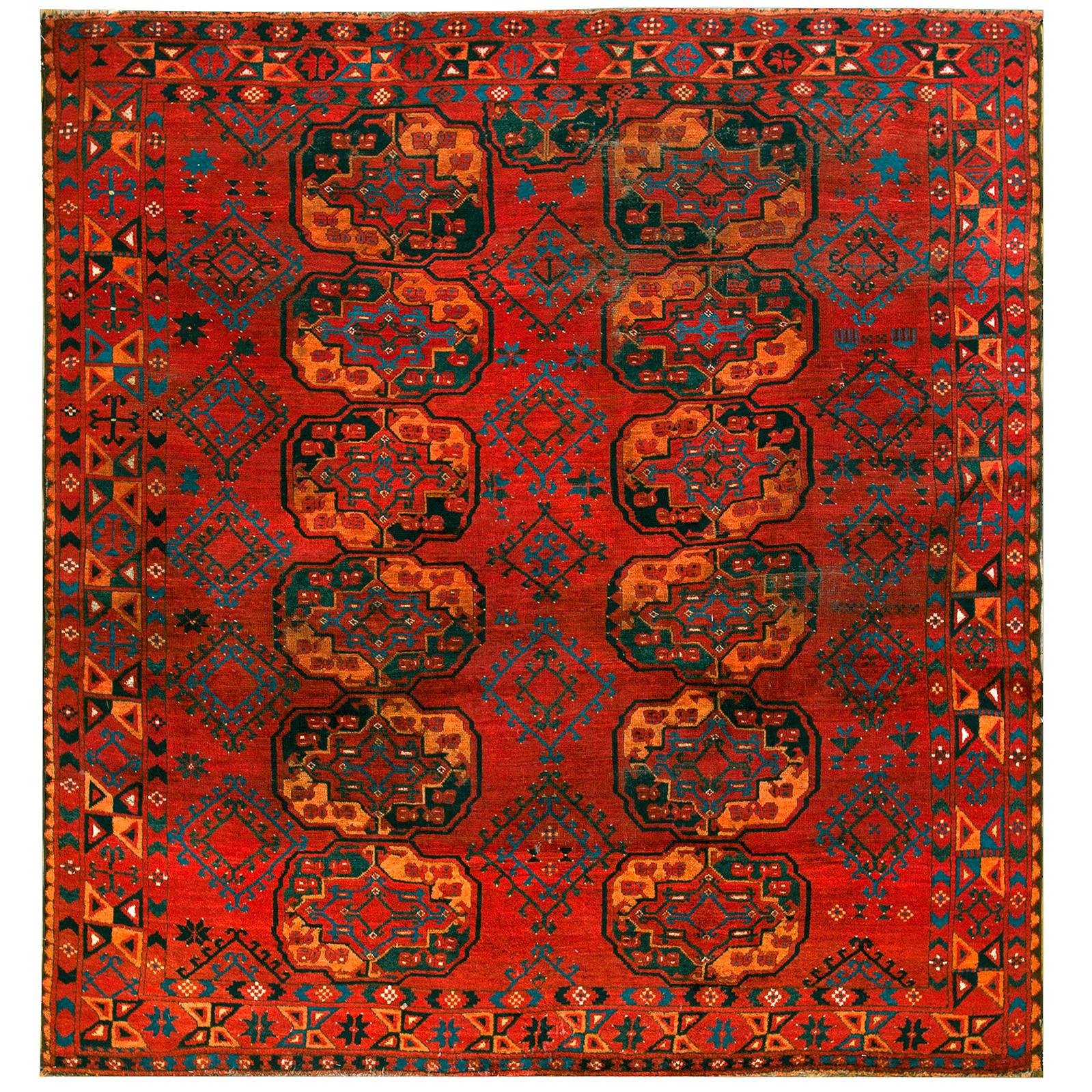 19th Century Central Asian Ersari Turkmen Carpet ( 7'2" x 7'10" - 218 x 240 )