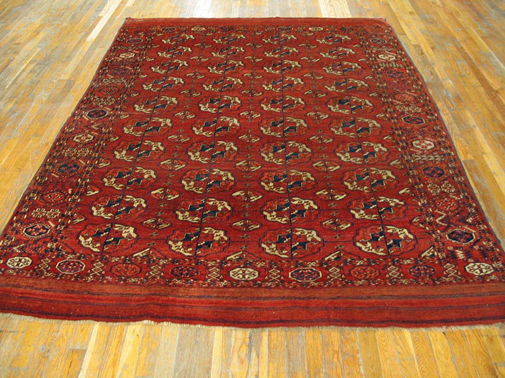 Mid 19th Century Central Asian Tekke Turkmen Main Carpet 
6'6
