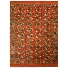 Tapis principal Tekke Turkmen d'Asie centrale du milieu du 19ème siècle ( 6'6" x 9'-198 x 275 )