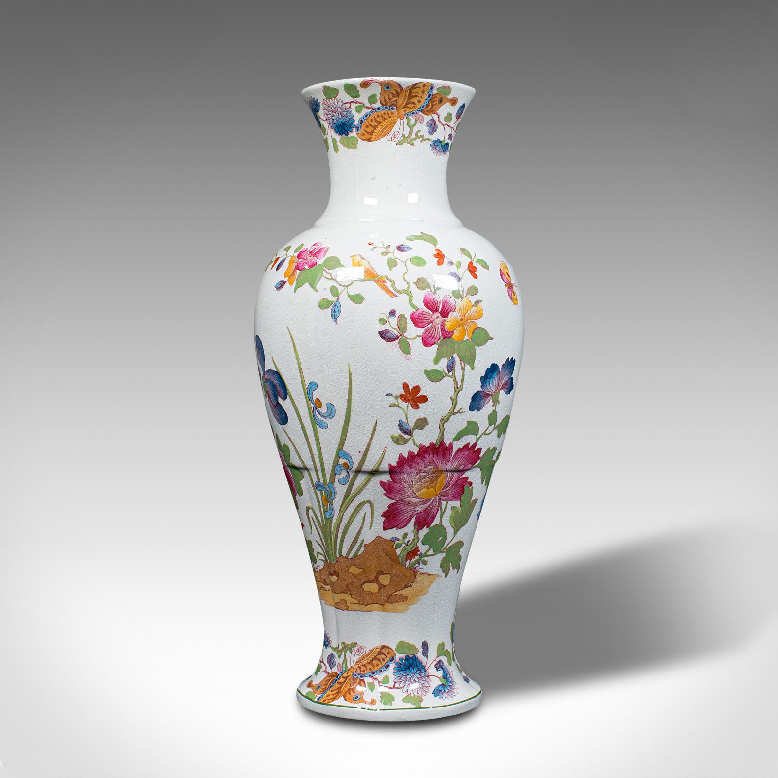 British Antique Baluster Posy Vase, English, Ceramic, Decorative, Flower Urn, Circa 1920 For Sale
