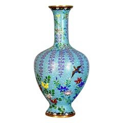 Antique Baluster Vase, Japanese, Cloisonné, Stem, Meiji Era, circa 1900