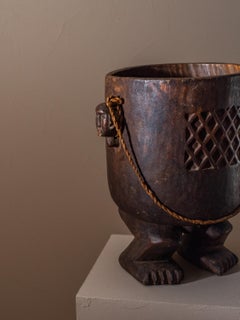 Vintage Bambara Hand-Carved Anthropomorphic Ceremonial Vessel