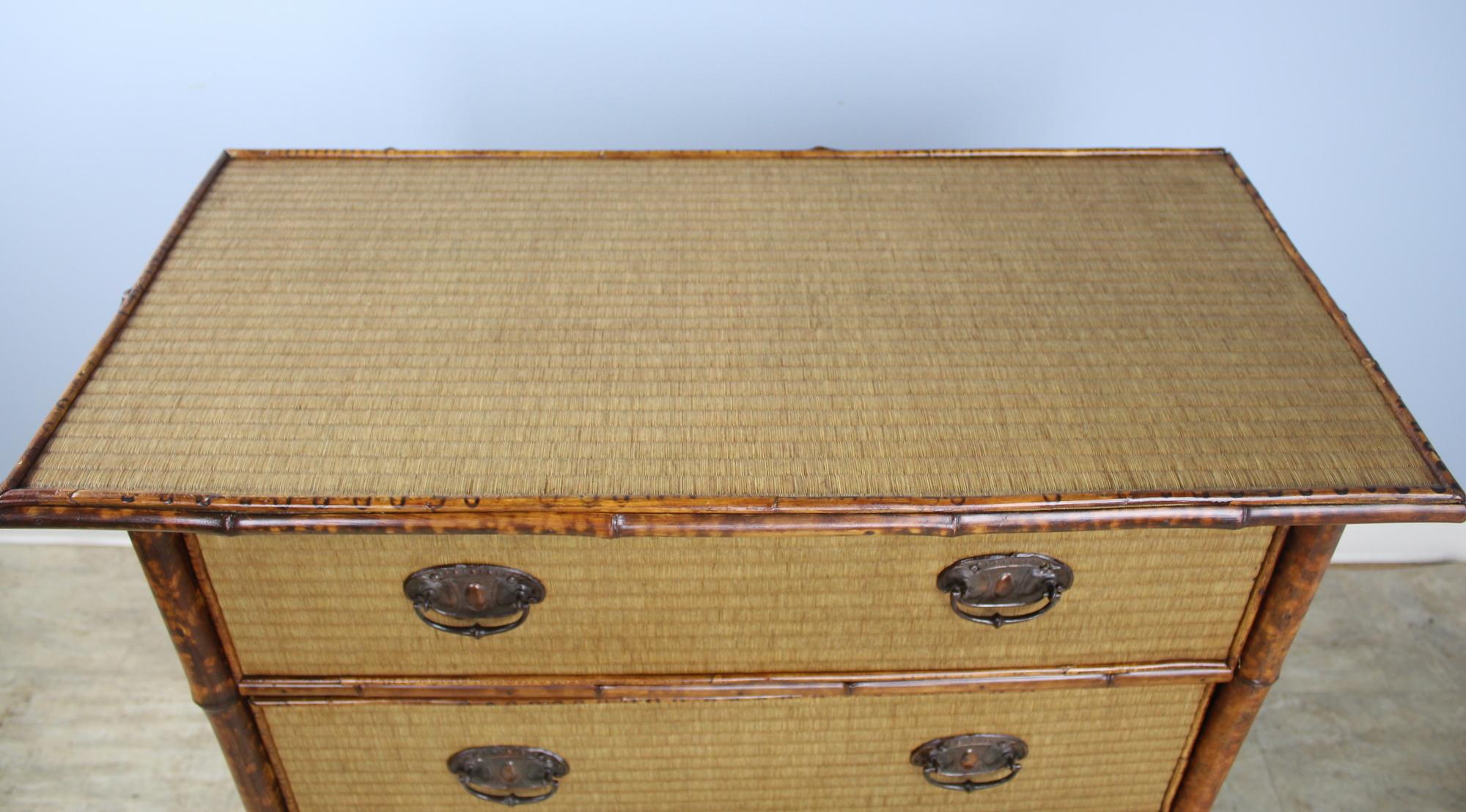 vintage bamboo chest of drawers