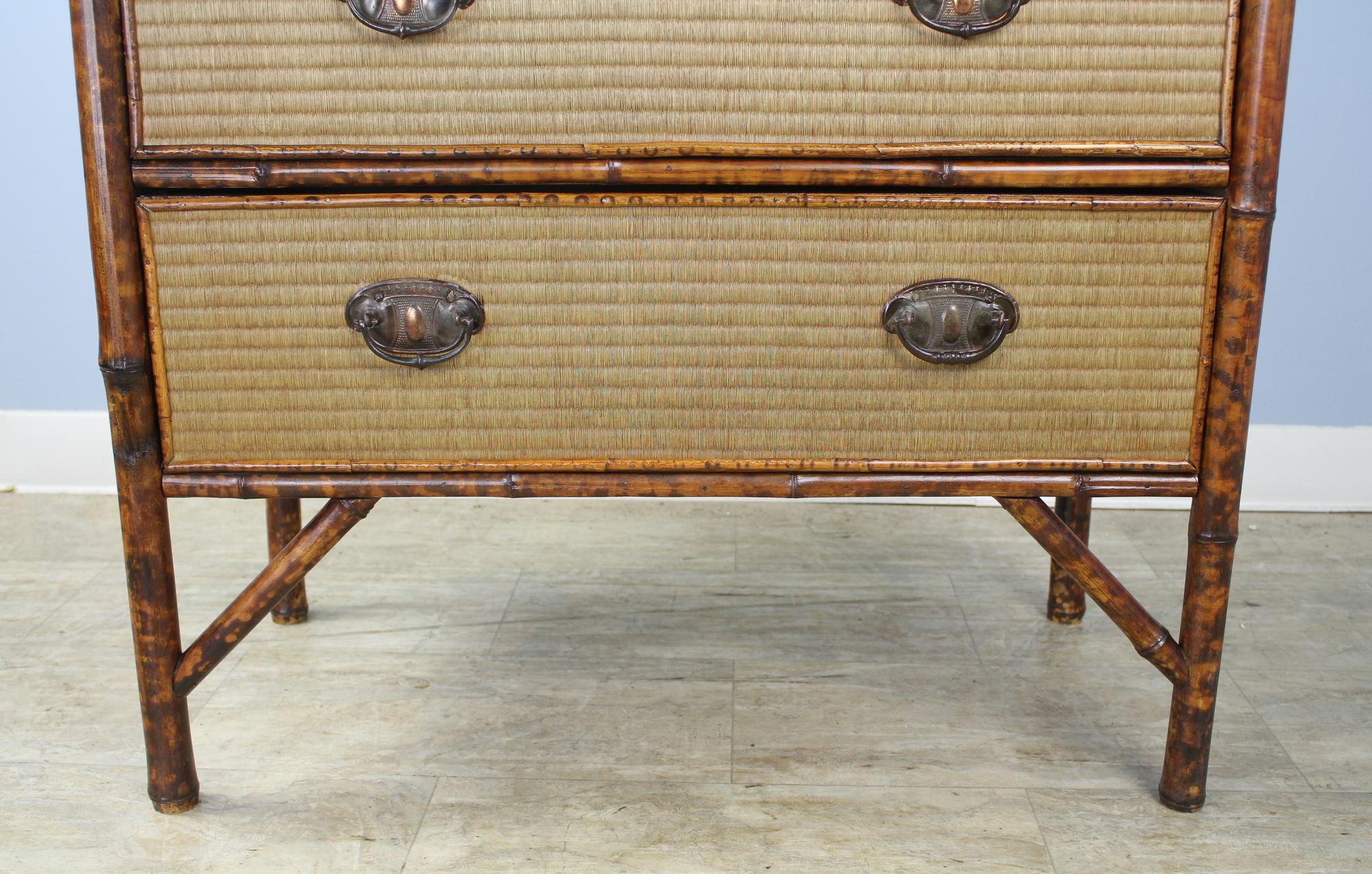 19th Century Antique Bamboo and Rattan Chest of Drawers