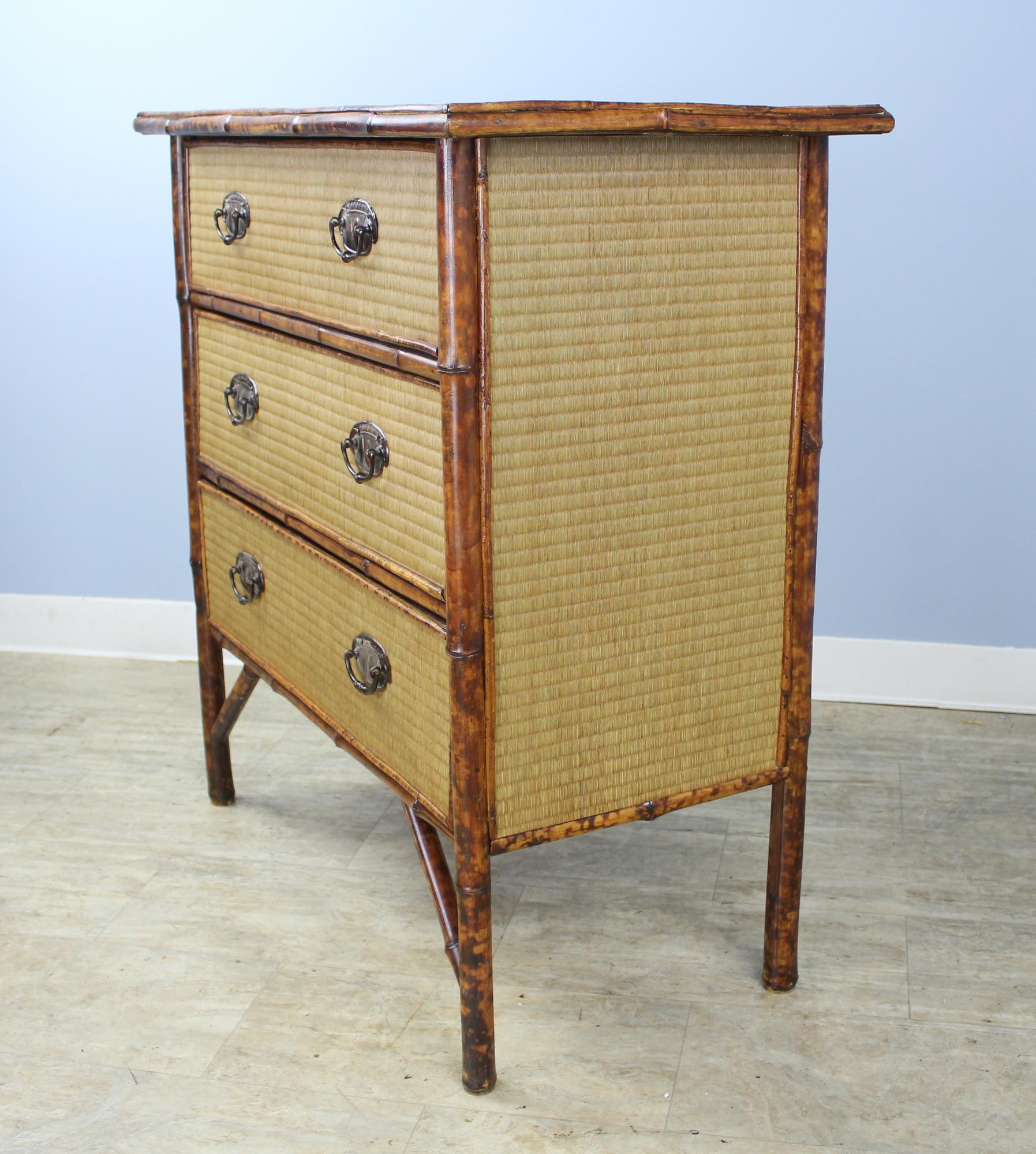 Antique Bamboo and Rattan Chest of Drawers 1