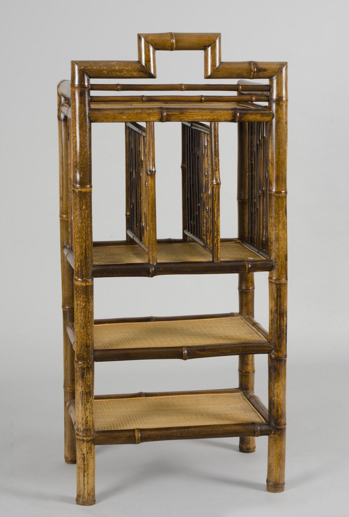 Polished Antique Bamboo Bookcase For Sale