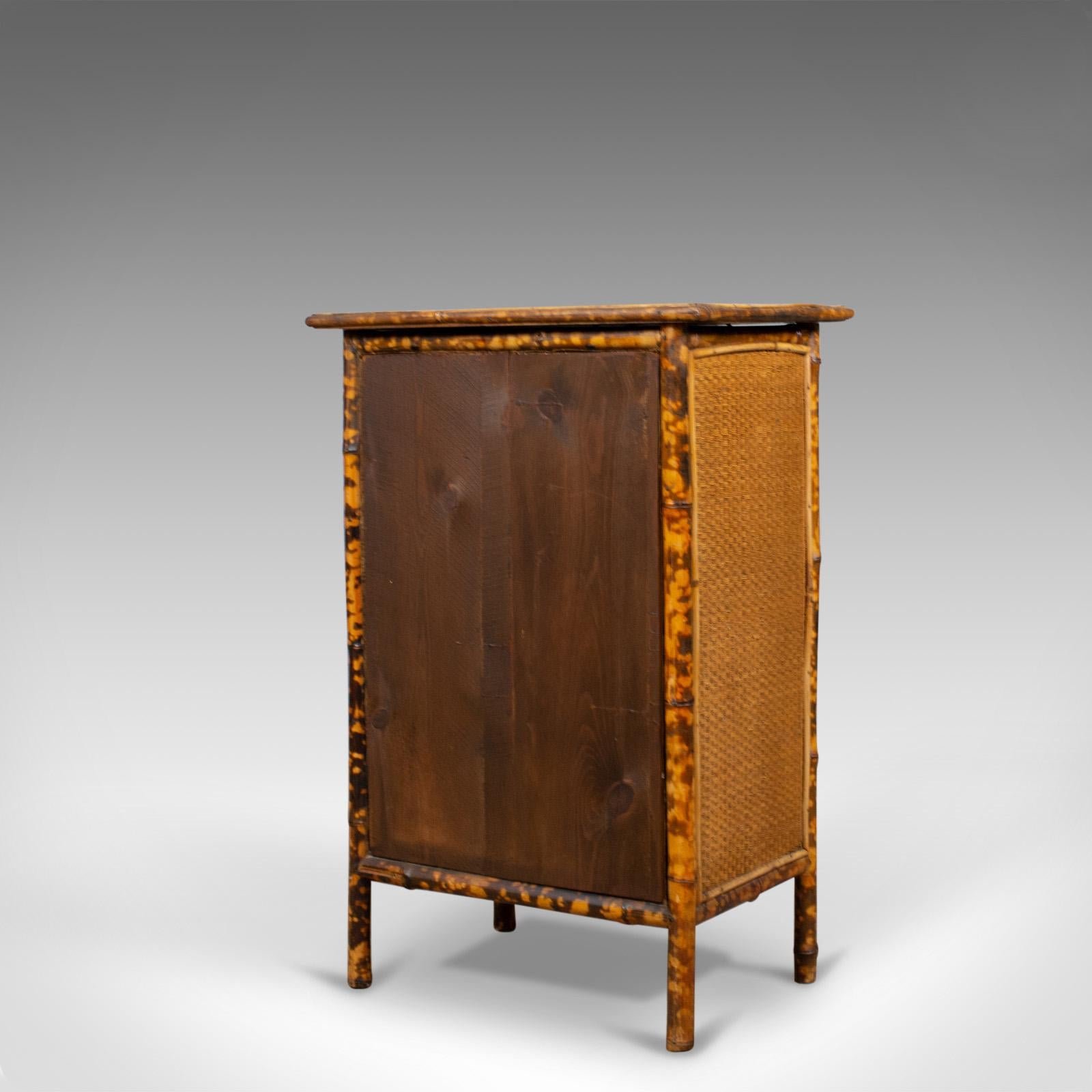 Antique Bamboo Cabinet, Victorian, Oriental, Bedside, Rattan, Glazed, circa 1900 In Good Condition In Hele, Devon, GB