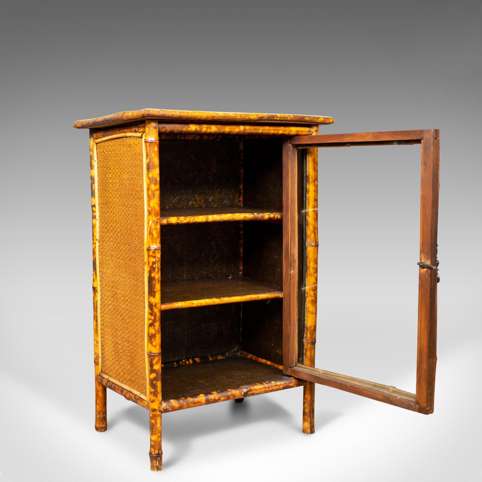 Antique Bamboo Cabinet, Victorian, Oriental, Bedside, Rattan, Glazed, circa 1900 4