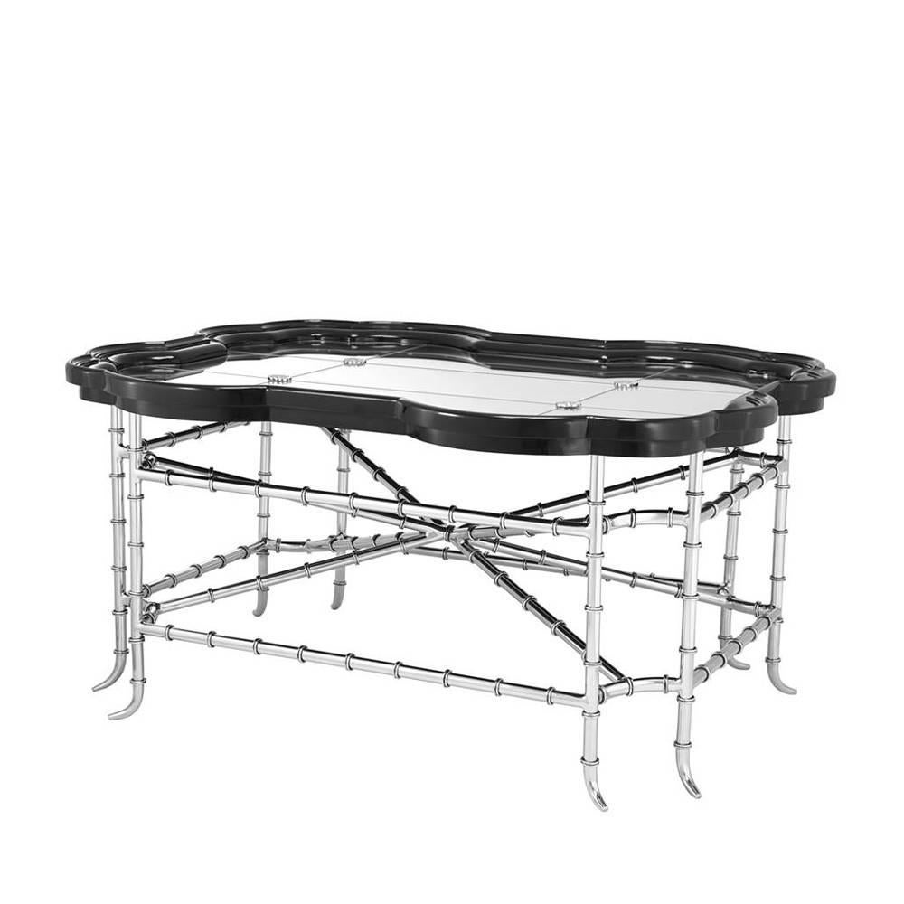Antique Bamboo Coffee Table in Polished Stainless Steel