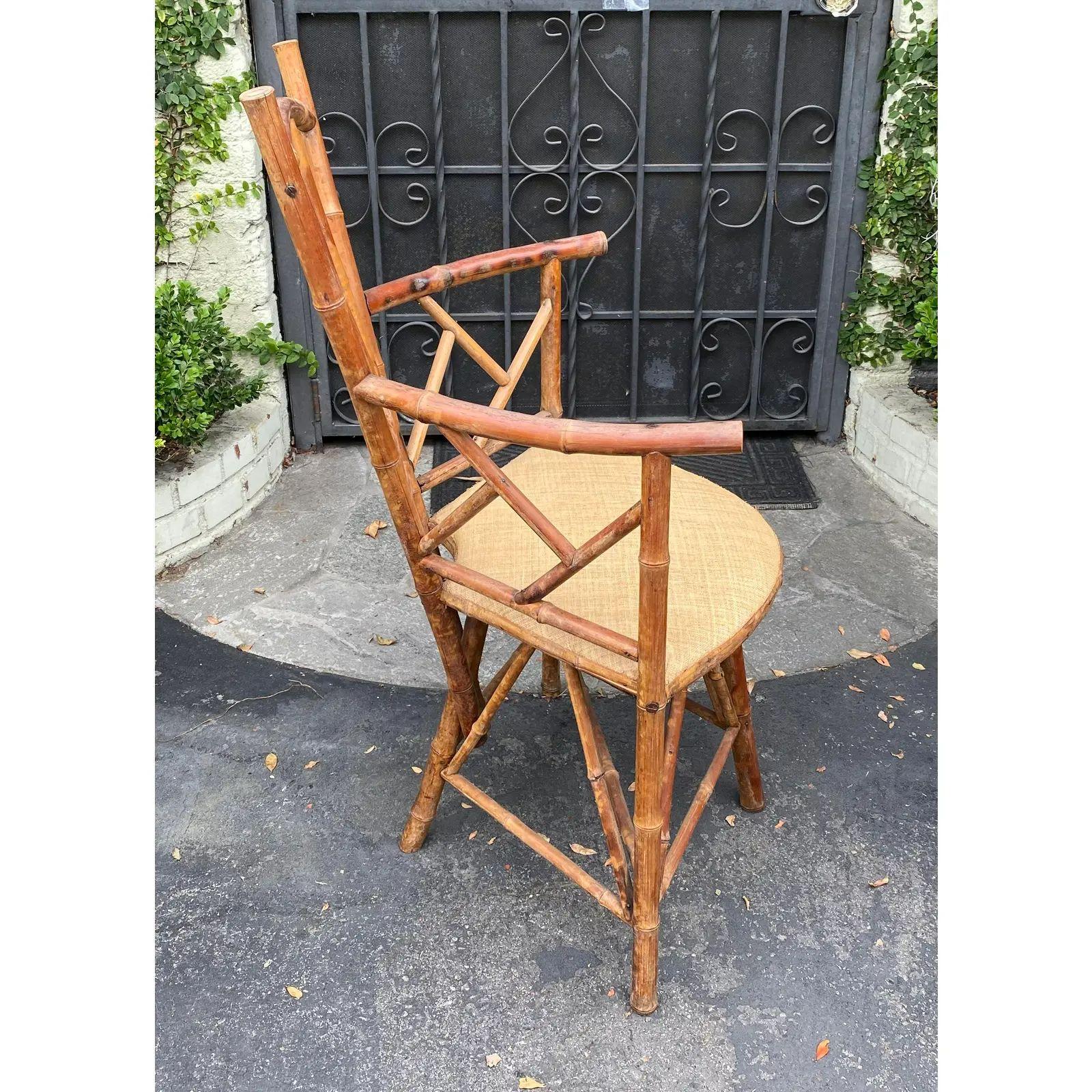 Chinoiserie Antique Bamboo Corner Chair, 19th Century