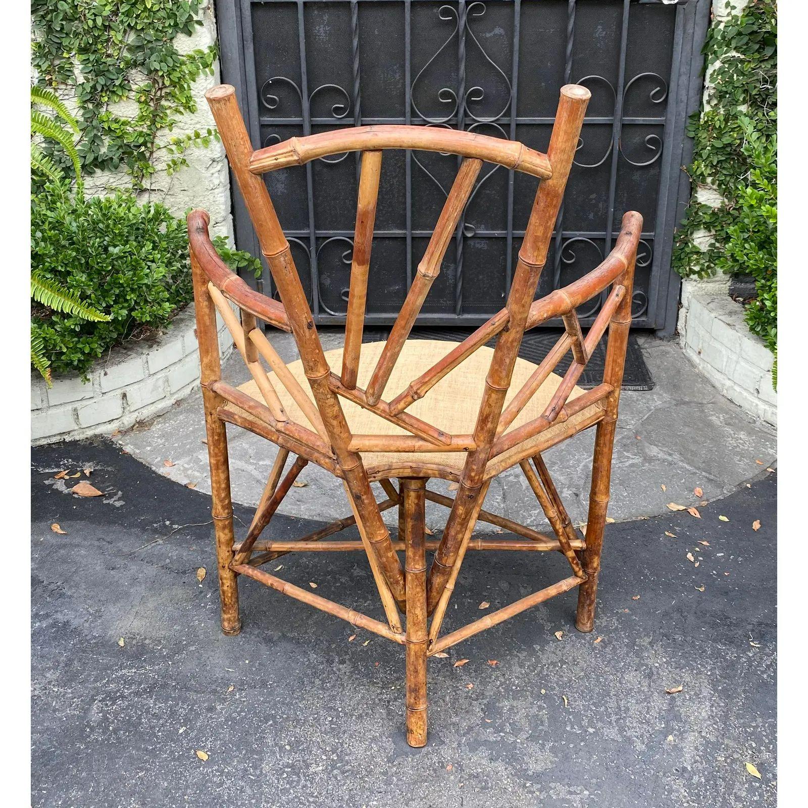 Antique Bamboo Corner Chair, 19th Century In Good Condition In LOS ANGELES, CA