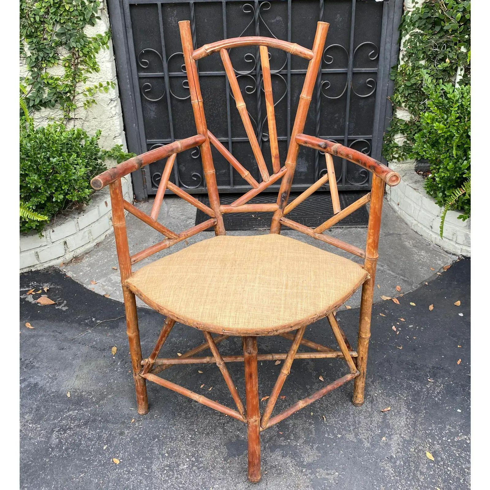 Antique Bamboo Corner Chair, 19th Century 1