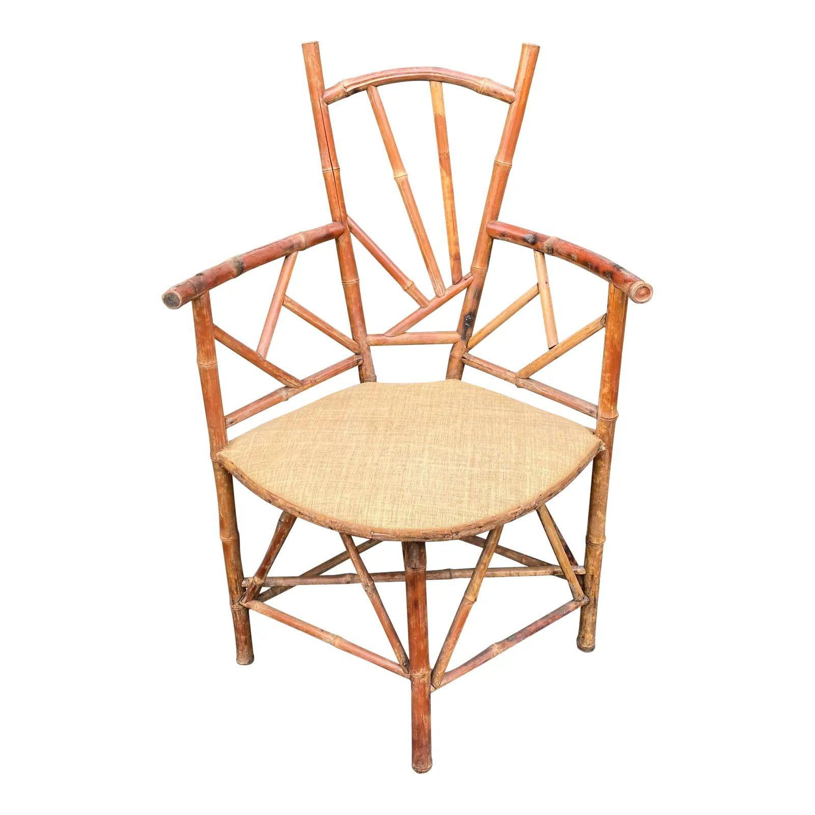 Antique Bamboo Corner Chair, 19th Century