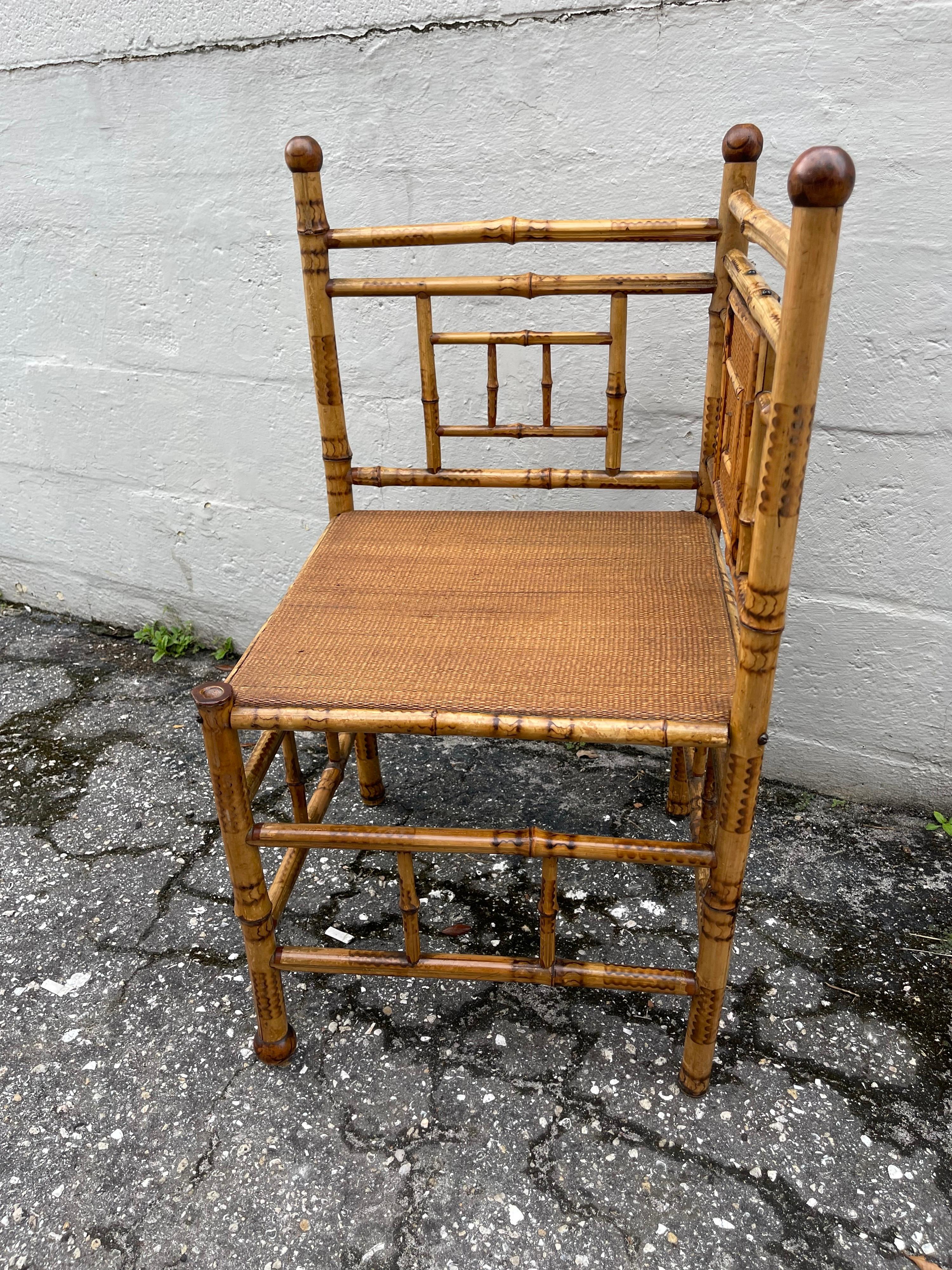 Antique Bamboo Corner Chair For Sale 6