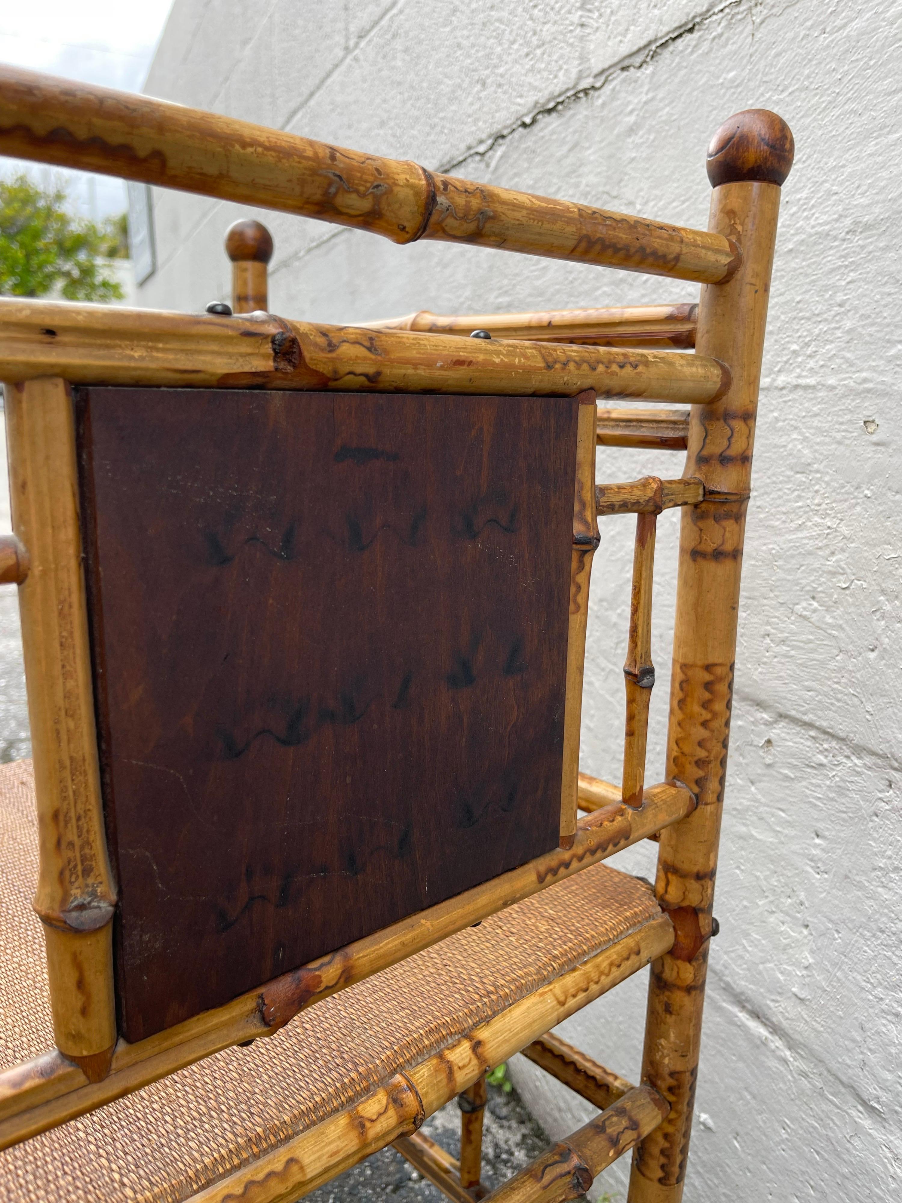 Antique Bamboo Corner Chair For Sale 8