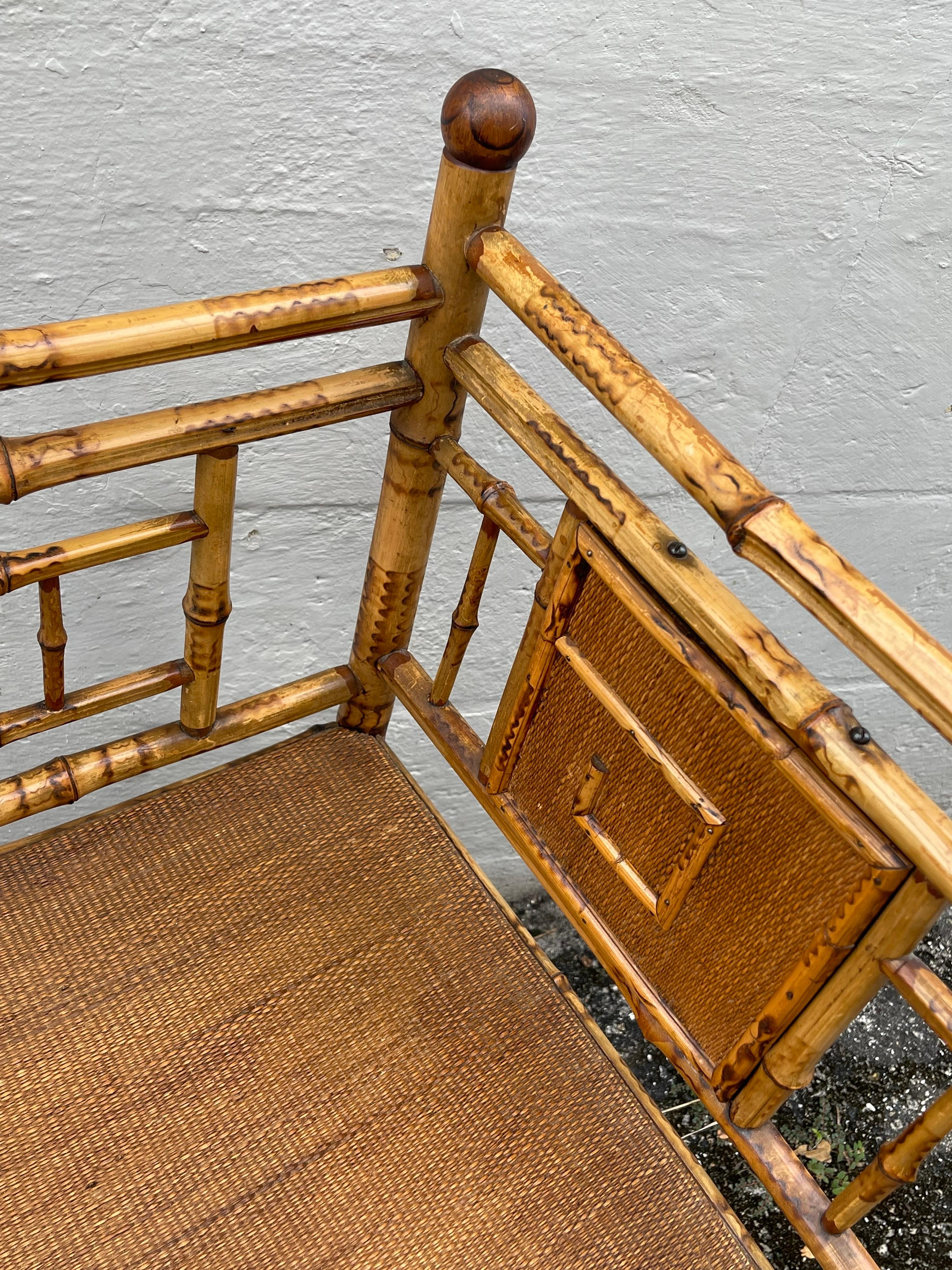 English Antique Bamboo Corner Chair For Sale