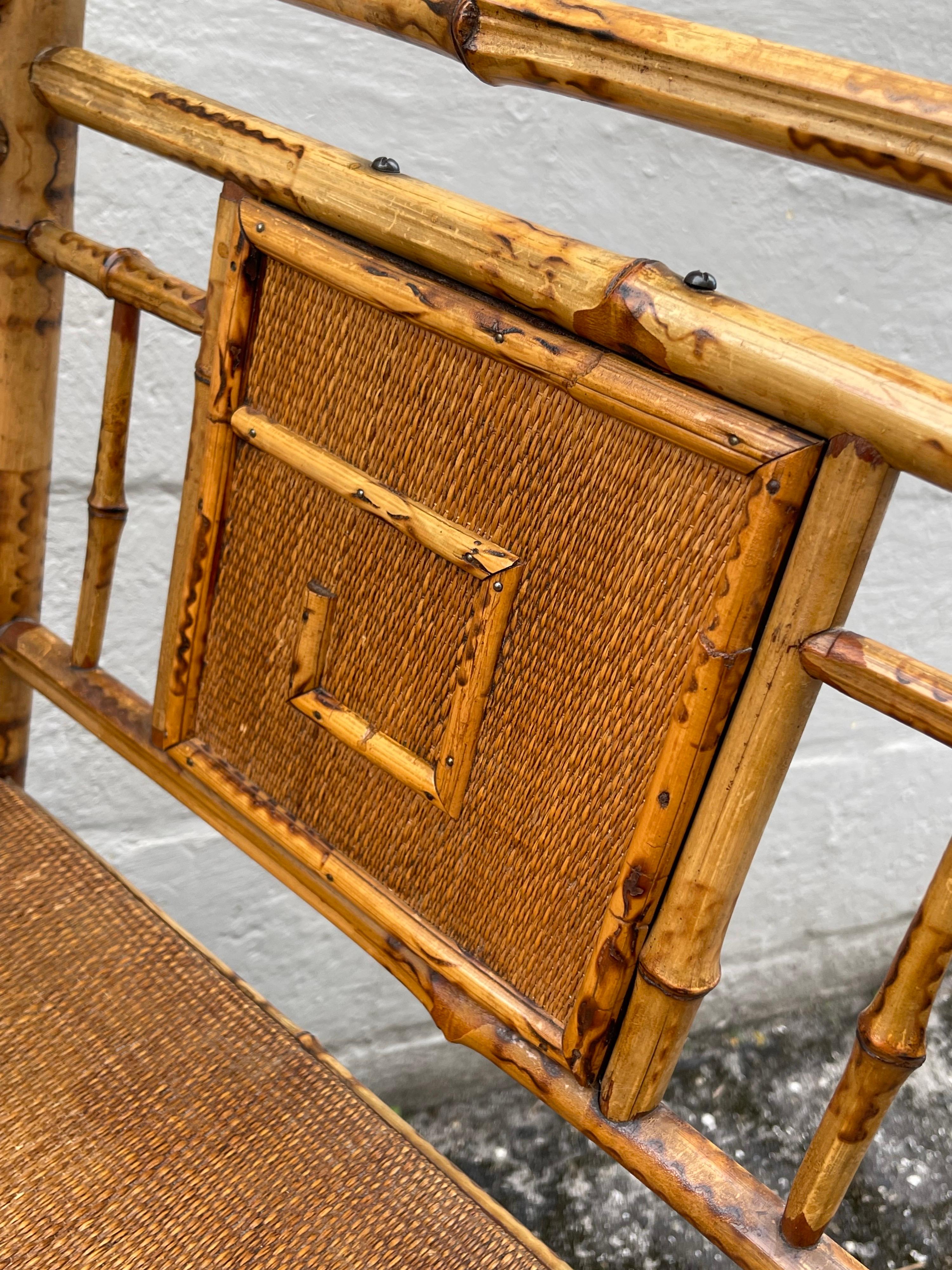 Antique Bamboo Corner Chair In Good Condition For Sale In West Palm Beach, FL