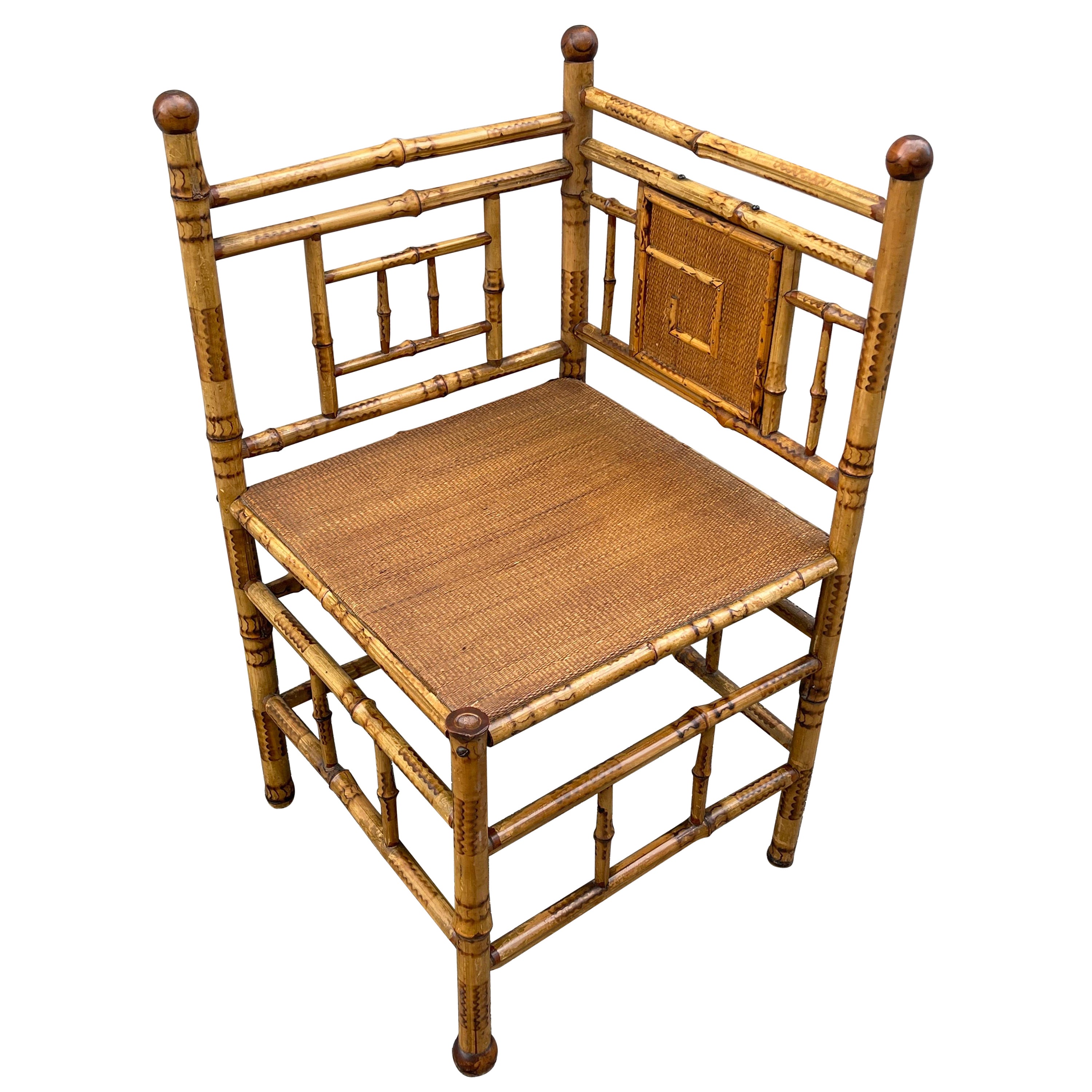 Antique Bamboo Corner Chair
