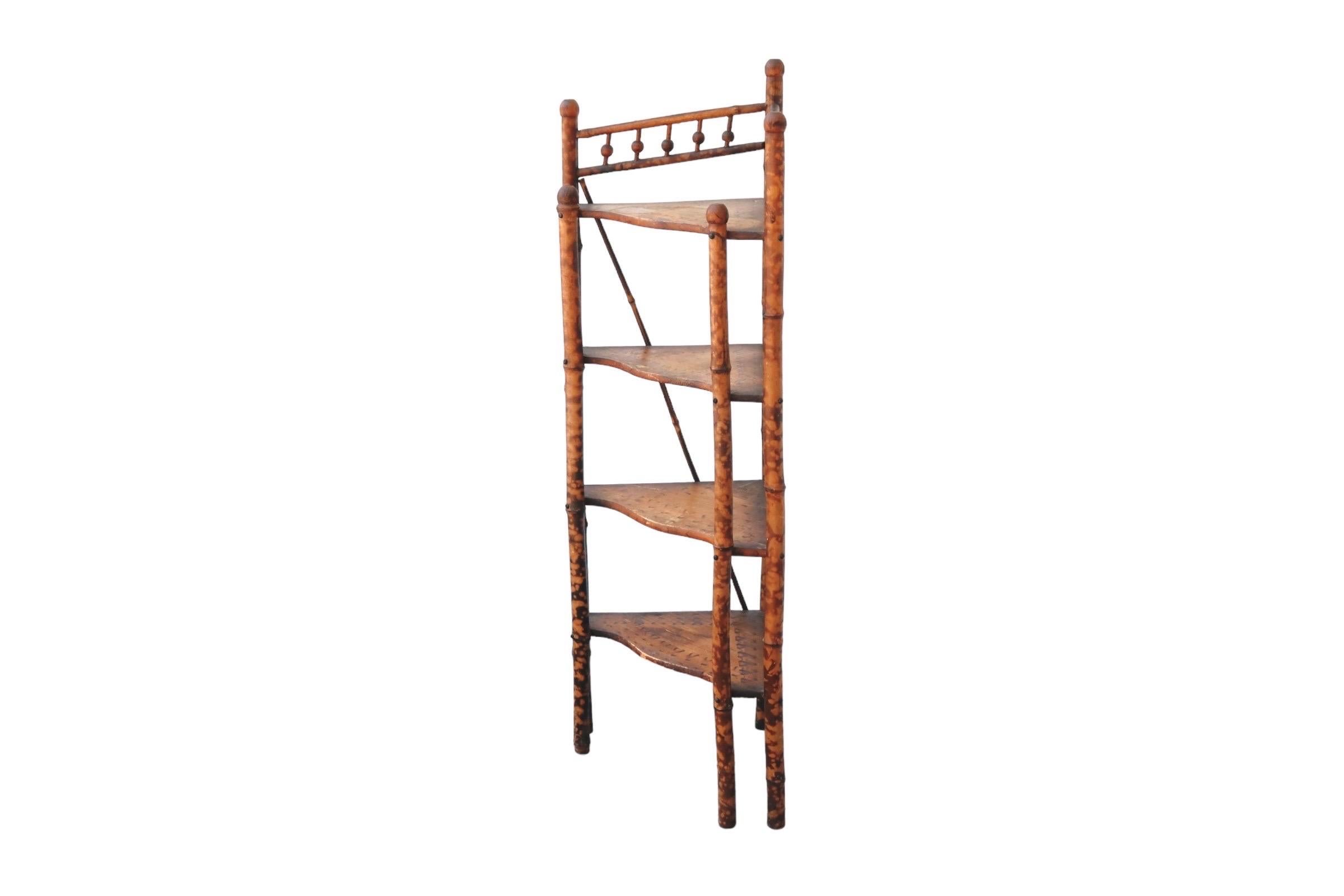 Victorian Antique Bamboo Corner Etagere For Sale