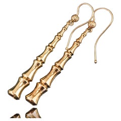 Antique Bamboo Design Earrings 9K Gold - c.1920