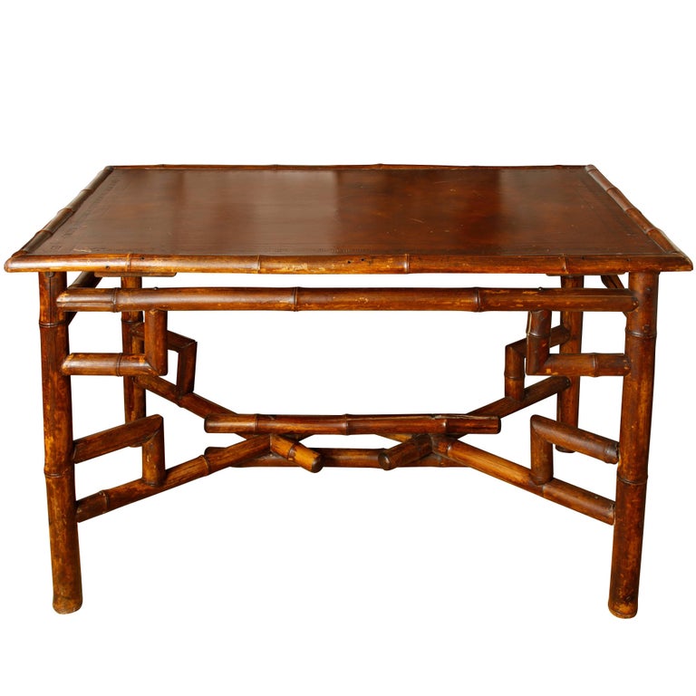 Antique Bamboo Desk With Embossed Leather Surface At 1stdibs Antique Bamboo Desk with Embossed Leather Surface For Sale - Antique Bamboo Desk With Embossed Leather Surface At 1stdibs