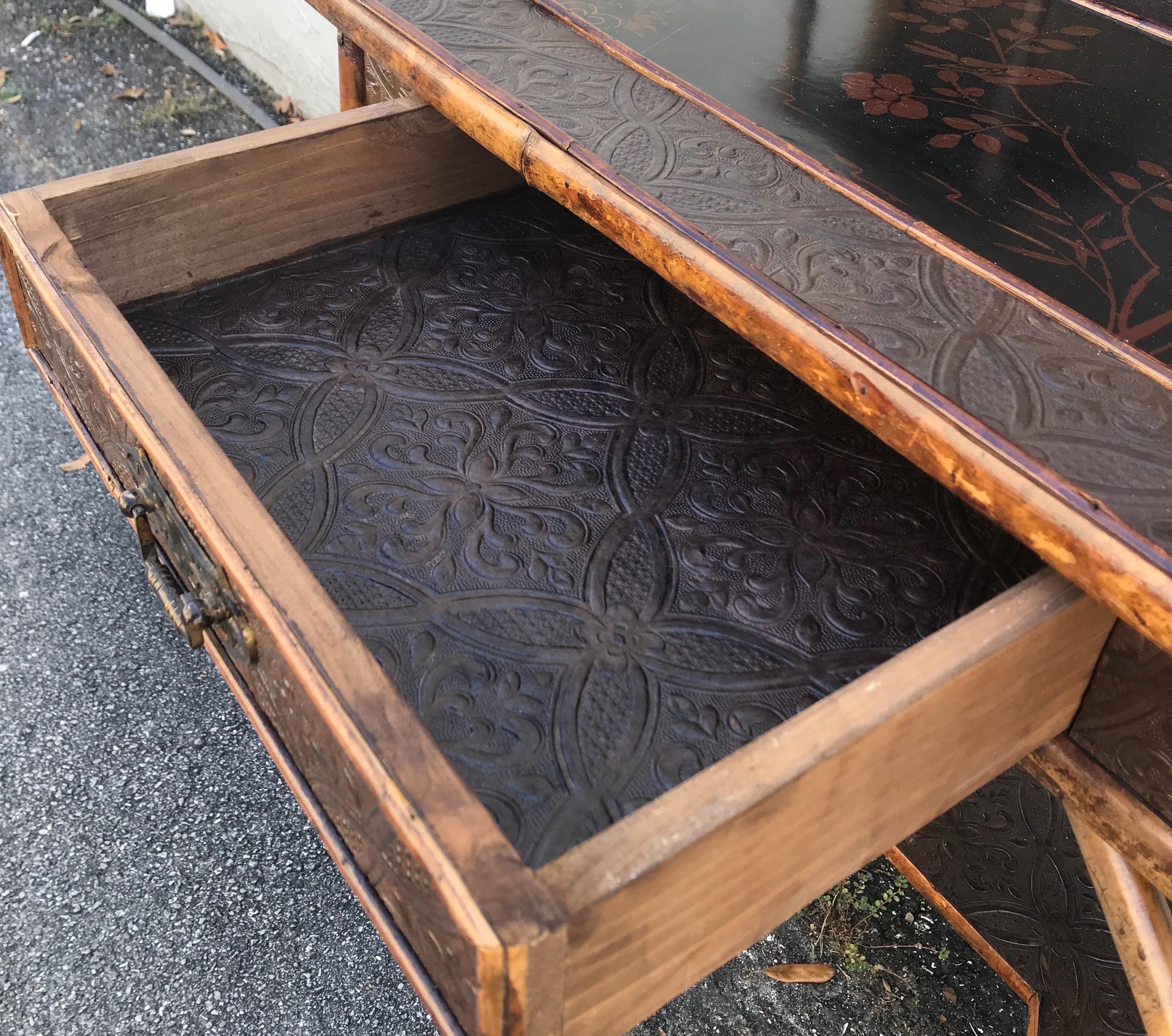 Antique Bamboo Desk / Writing Table 11