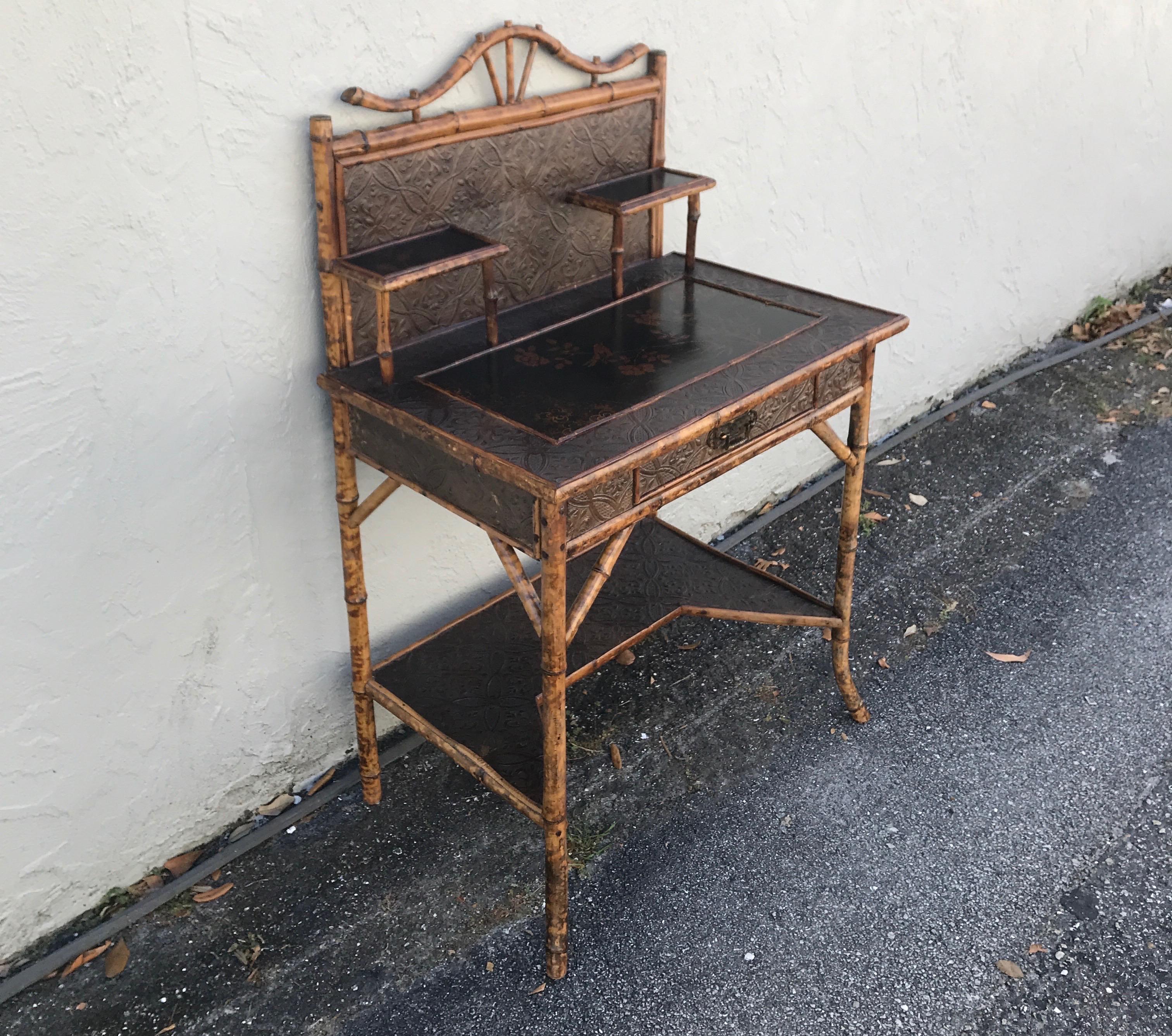 Antique Bamboo Desk / Writing Table In Good Condition In West Palm Beach, FL