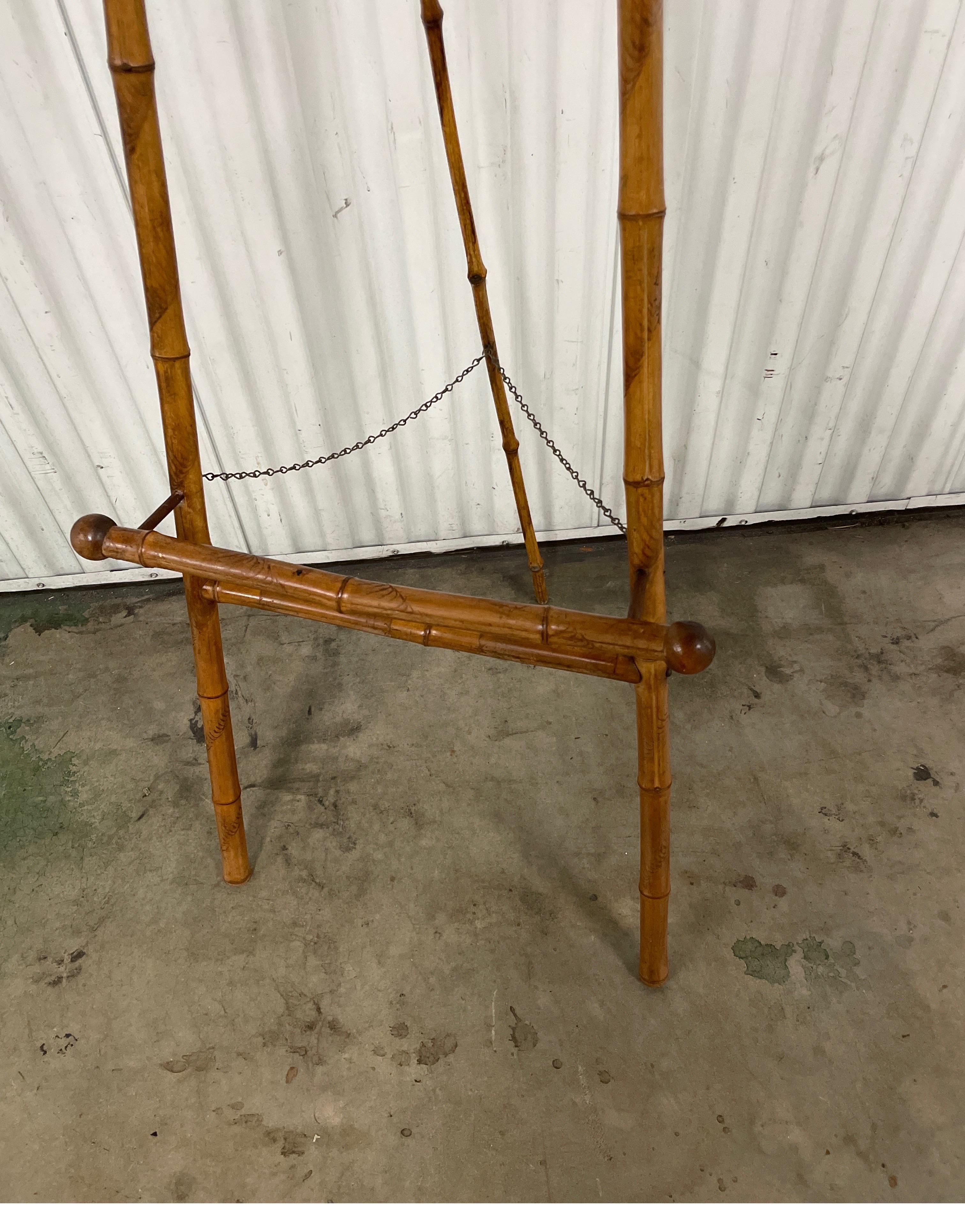Antique bamboo display easel.  This natural bamboo easel will display one of your favorite pieces in great style.