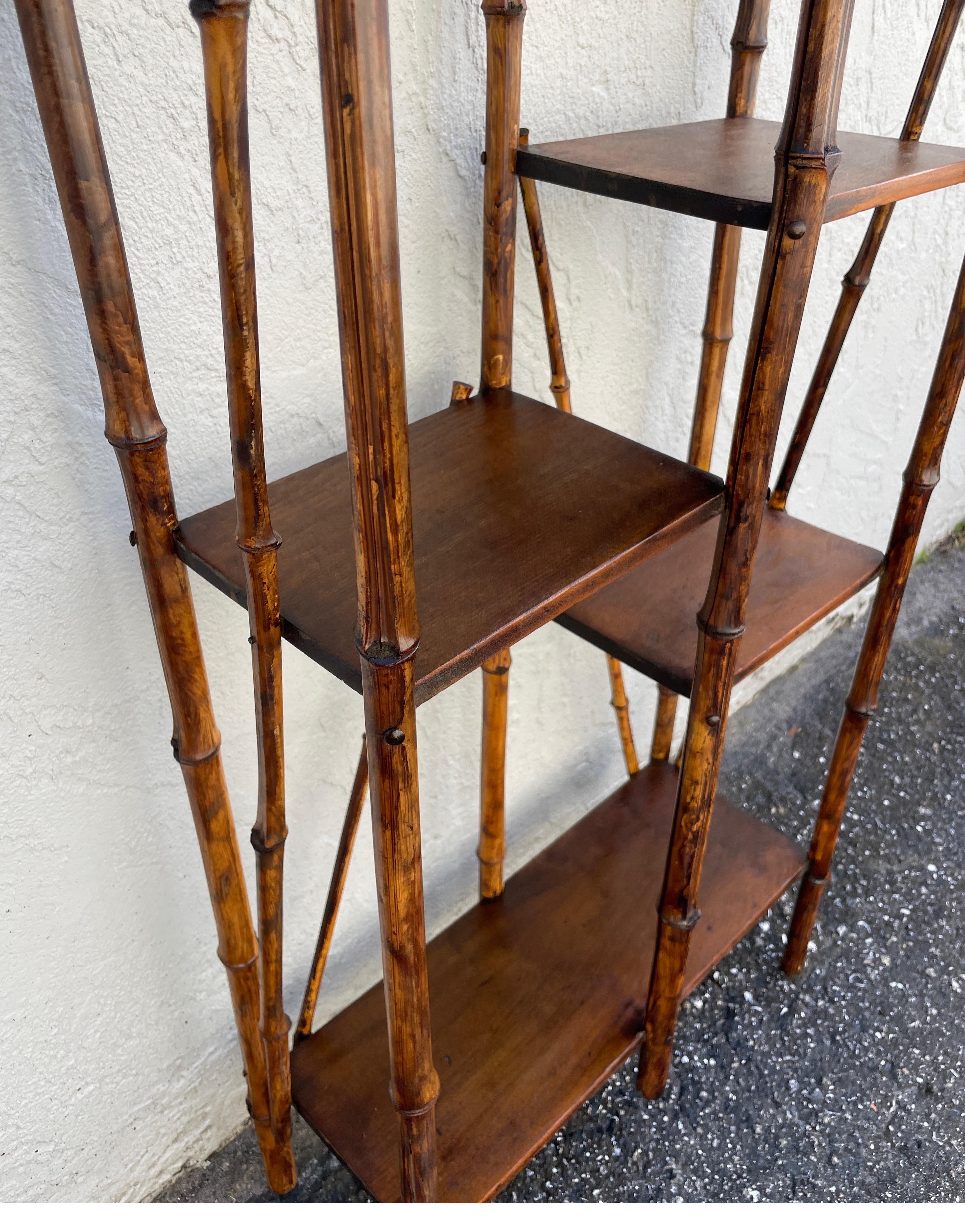 Brass Antique Bamboo Etagere