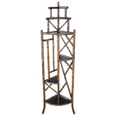 Antique Bamboo Étagère or Plant Stand