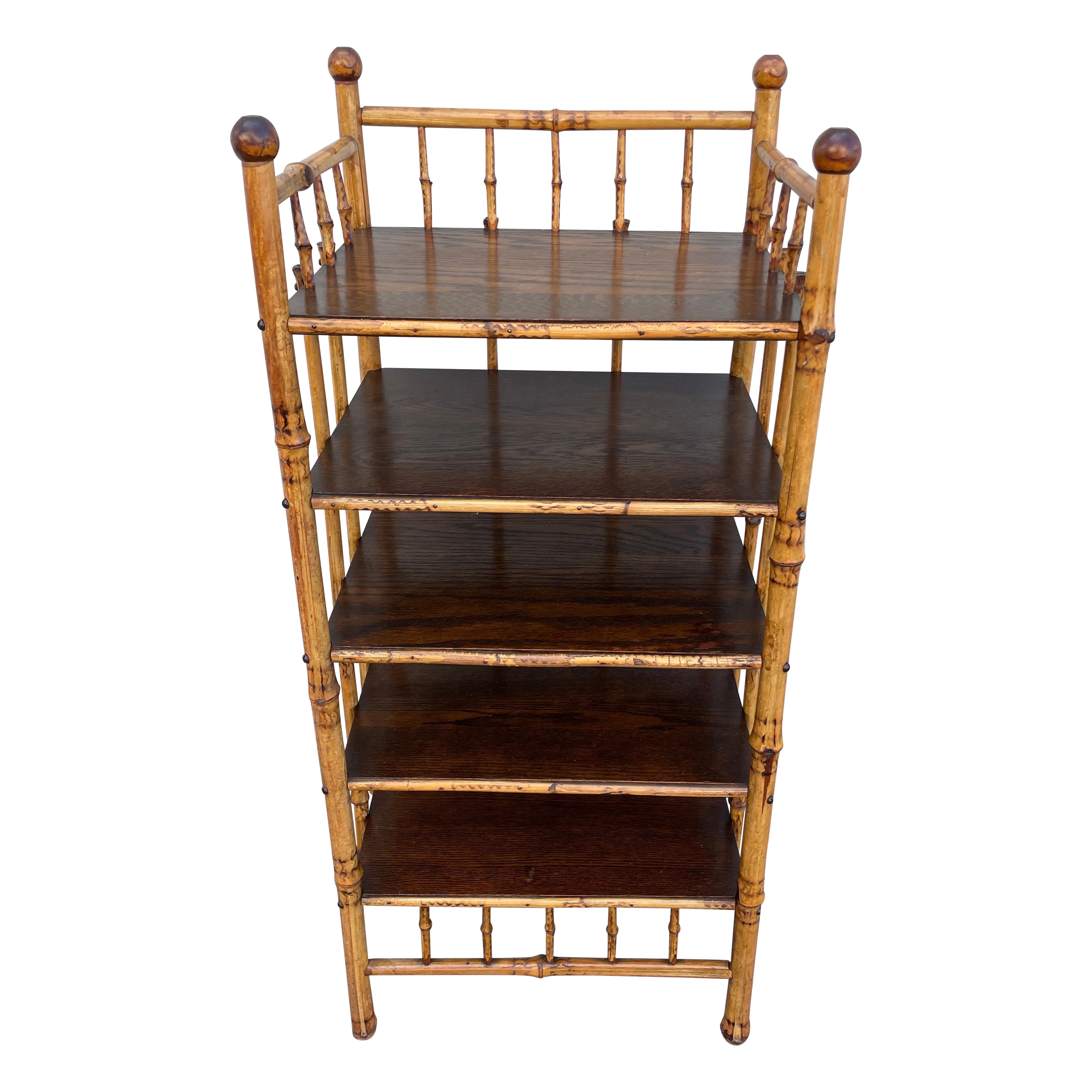 Antique Bamboo Etagere with Five Shelves