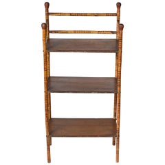 Antique Bamboo Frame Standing Shelf