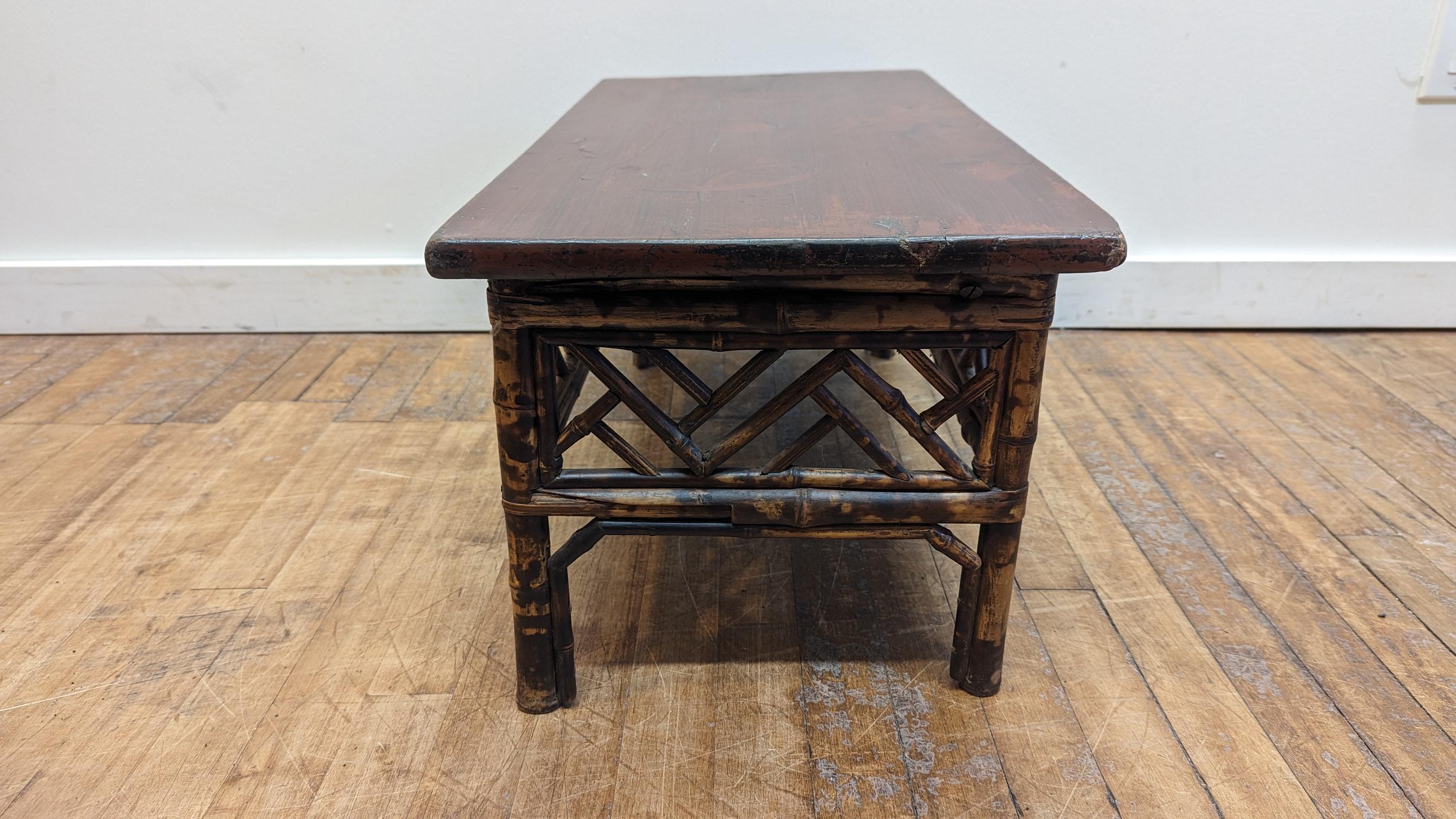 Chinese Antique Bamboo Low Table For Sale