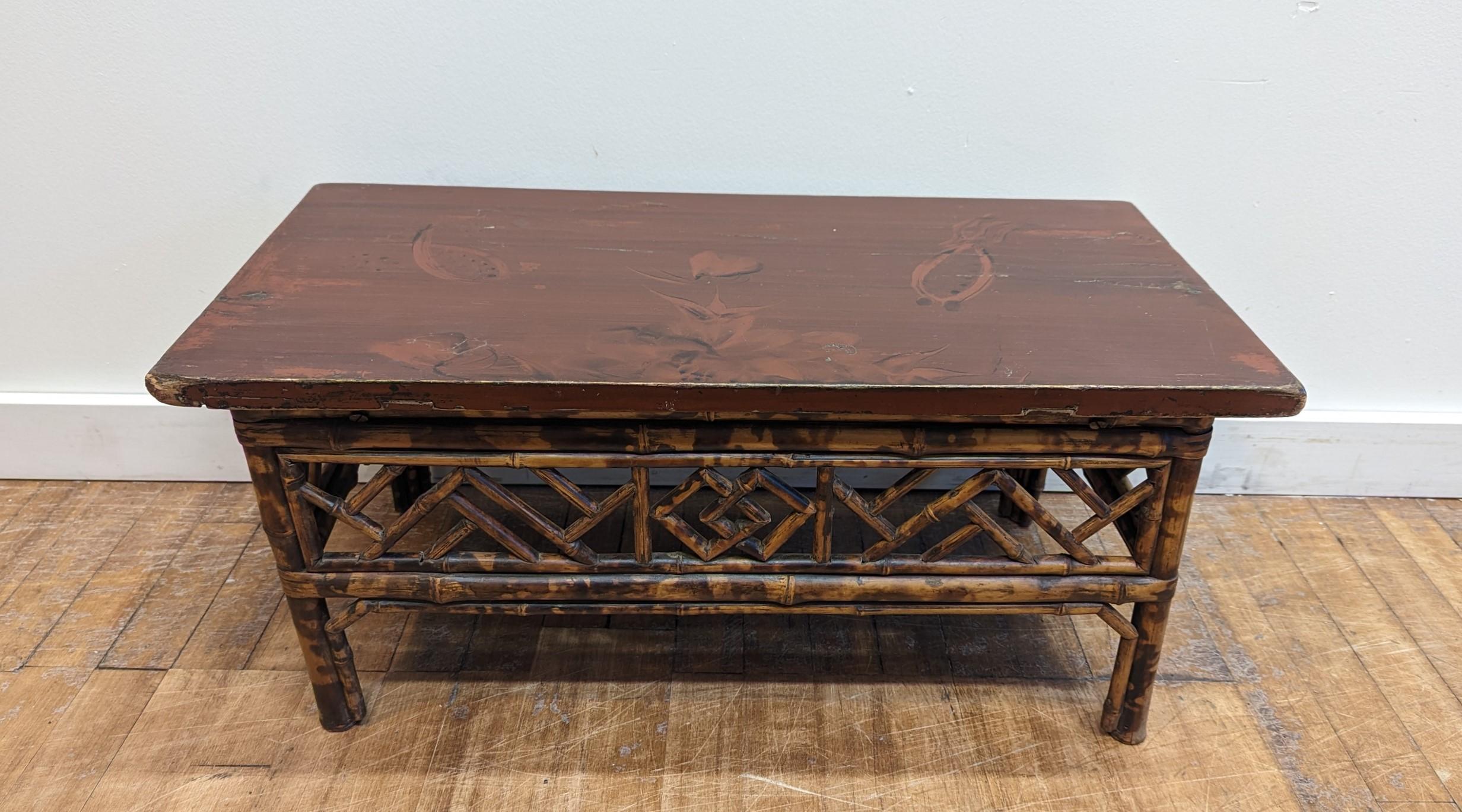 Antique Bamboo Low Table For Sale 2
