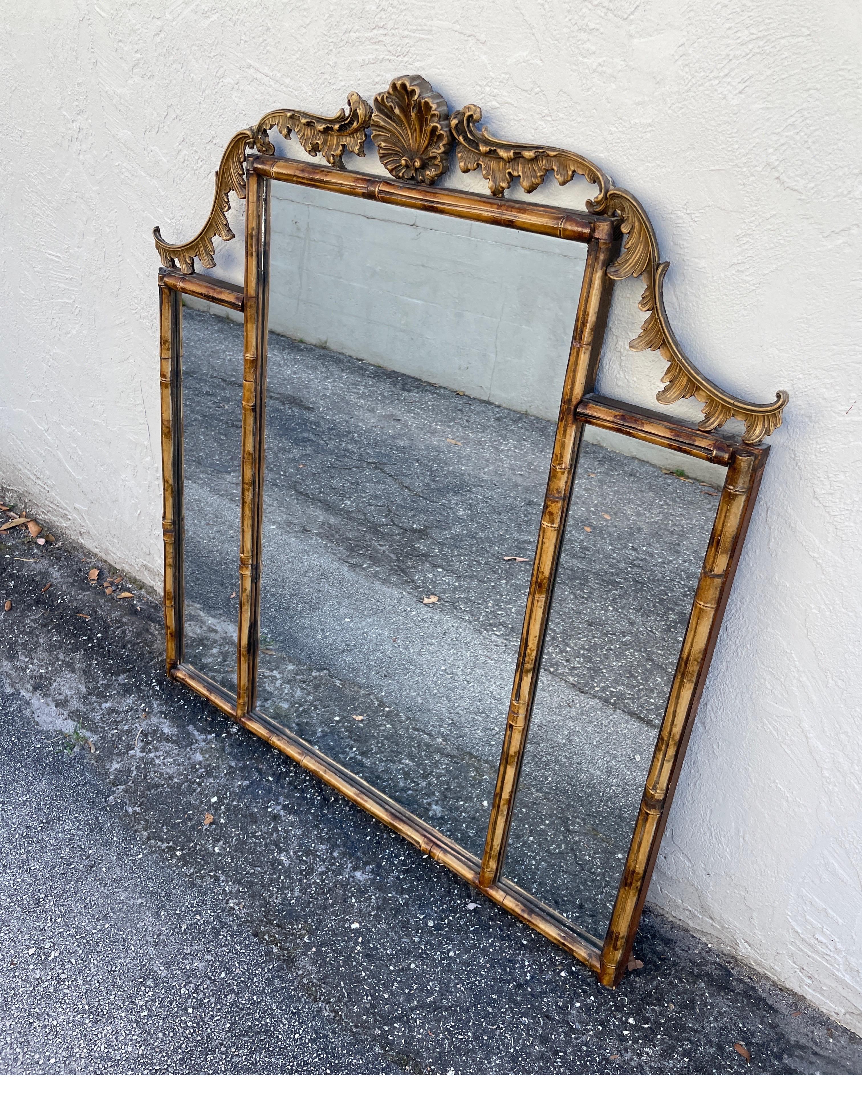 English Antique Bamboo Mantel Mirror For Sale