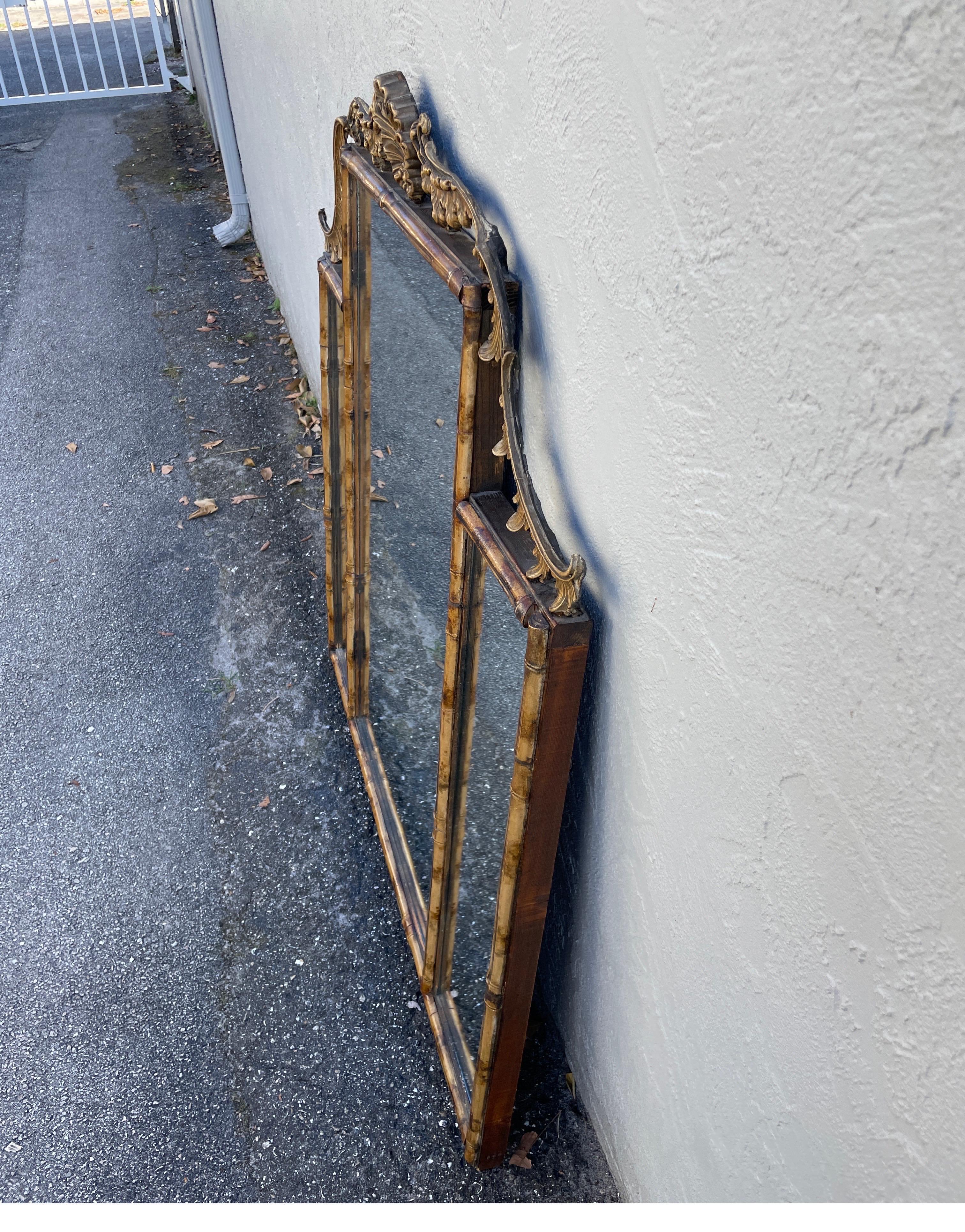 Antique Bamboo Mantel Mirror In Good Condition For Sale In West Palm Beach, FL