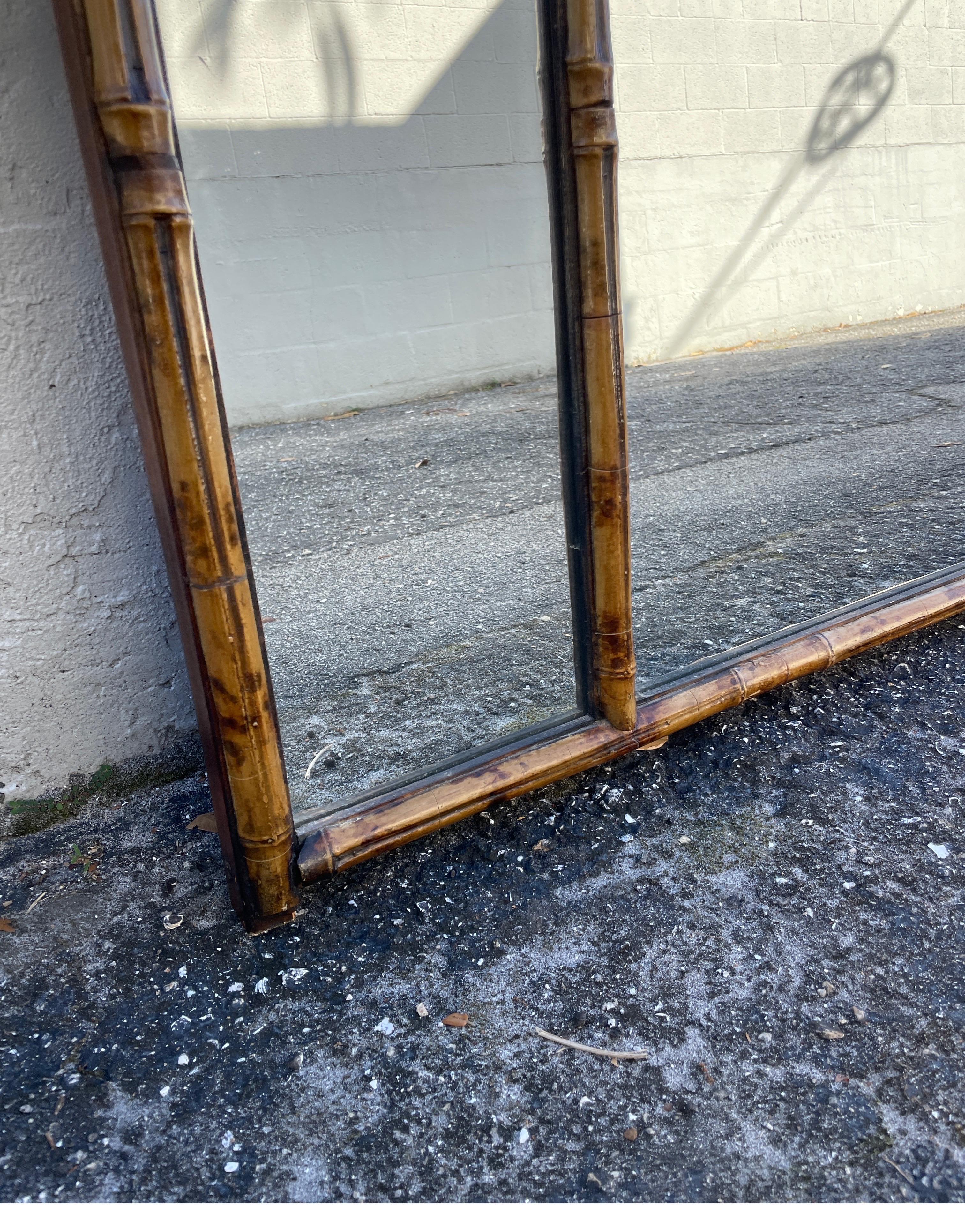 Anglais Miroir de cheminée en bambou ancien en vente