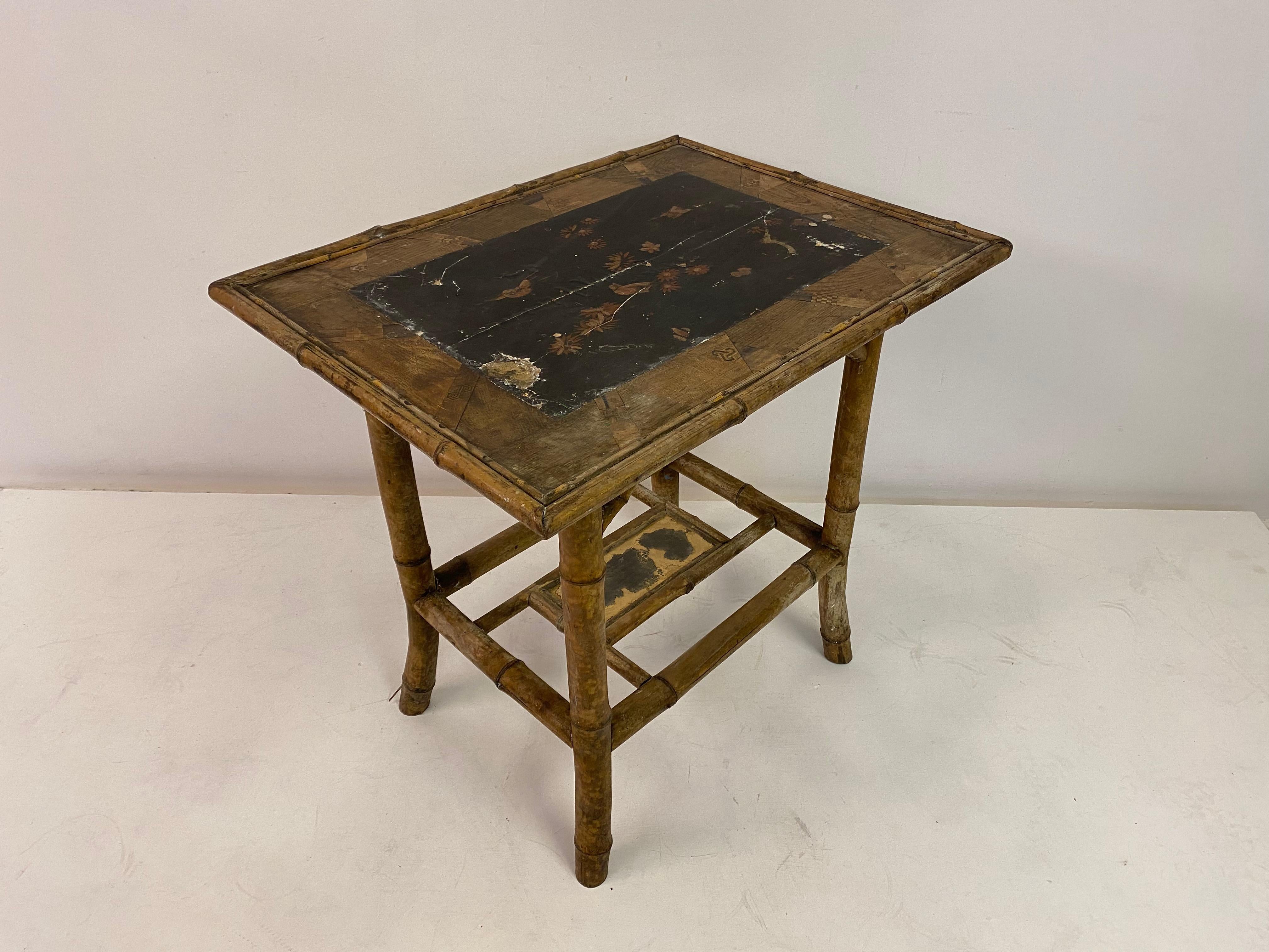 Antique Bamboo Occasional Table For Sale 4