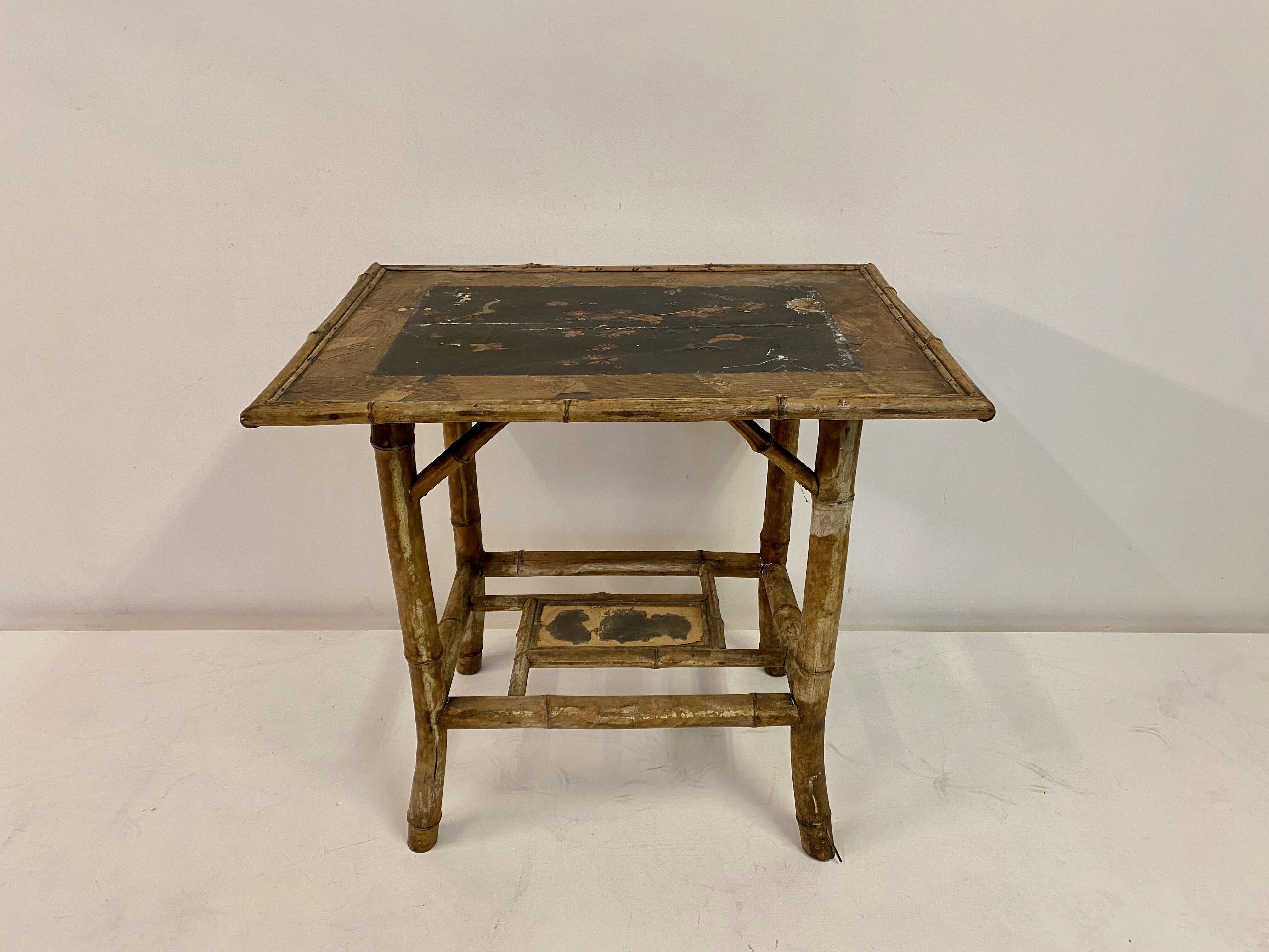 Chinoiserie Antique Bamboo Occasional Table For Sale