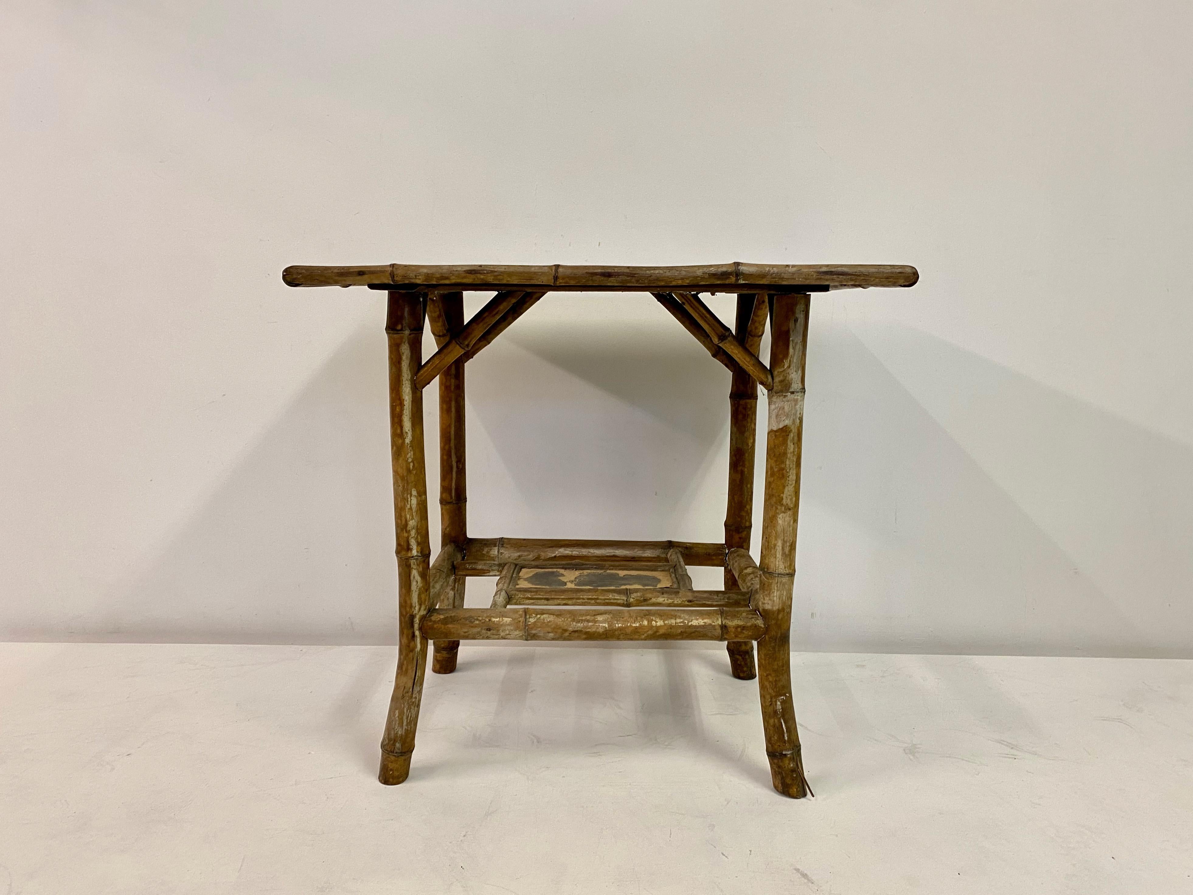 British Antique Bamboo Occasional Table For Sale