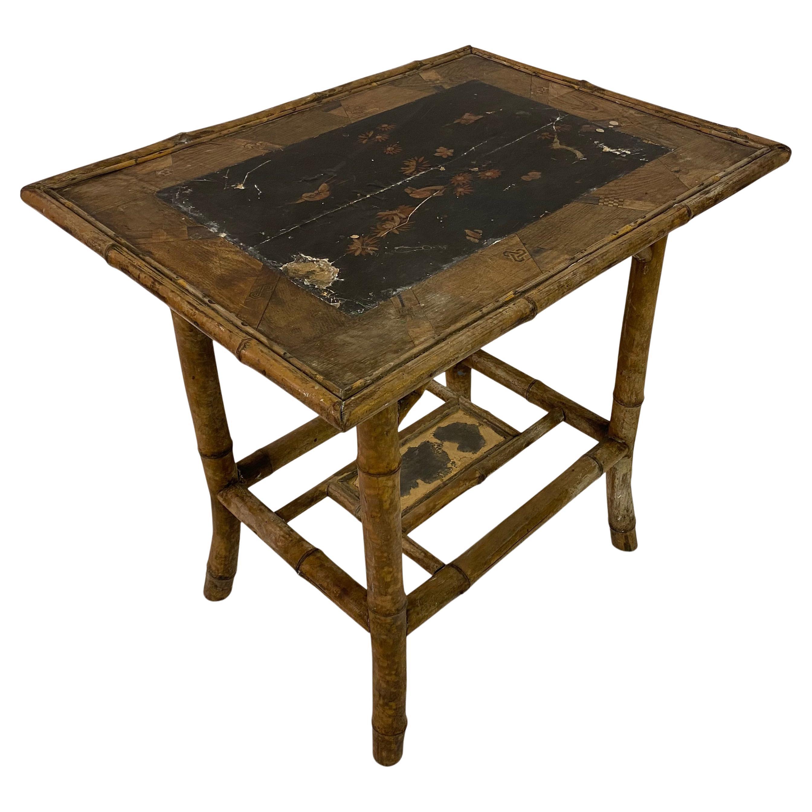 Antique Bamboo Occasional Table For Sale