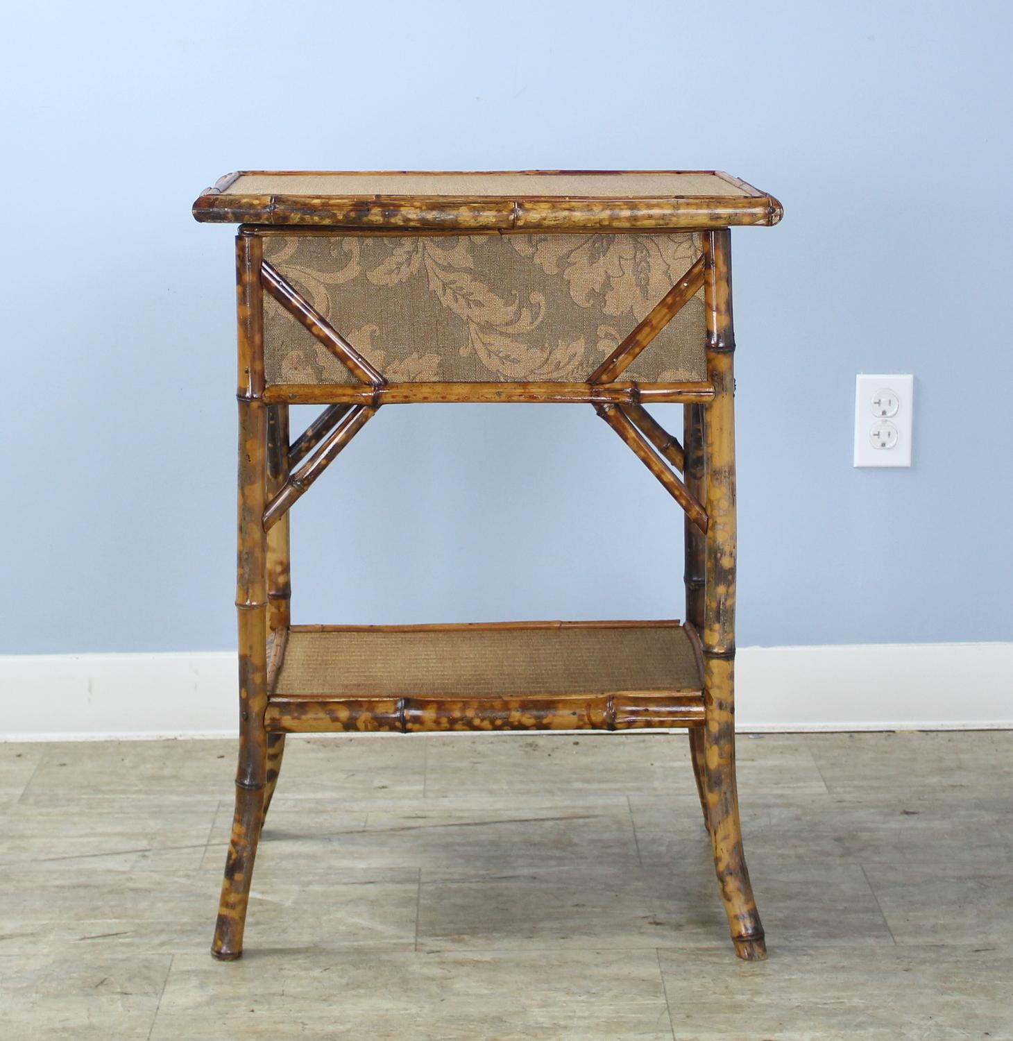 Antique Bamboo Side Table with Storage Box In Good Condition For Sale In Port Chester, NY