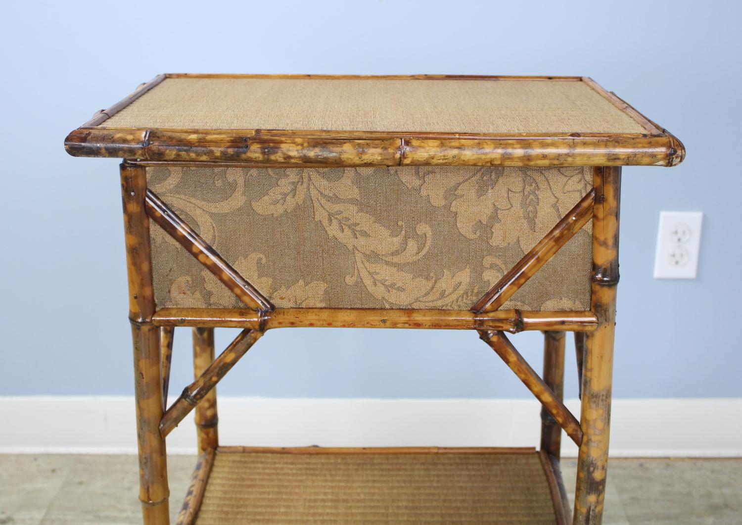19th Century Antique Bamboo Side Table with Storage Box For Sale