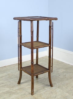 Antique Bamboo Side Table with Vertical Detail