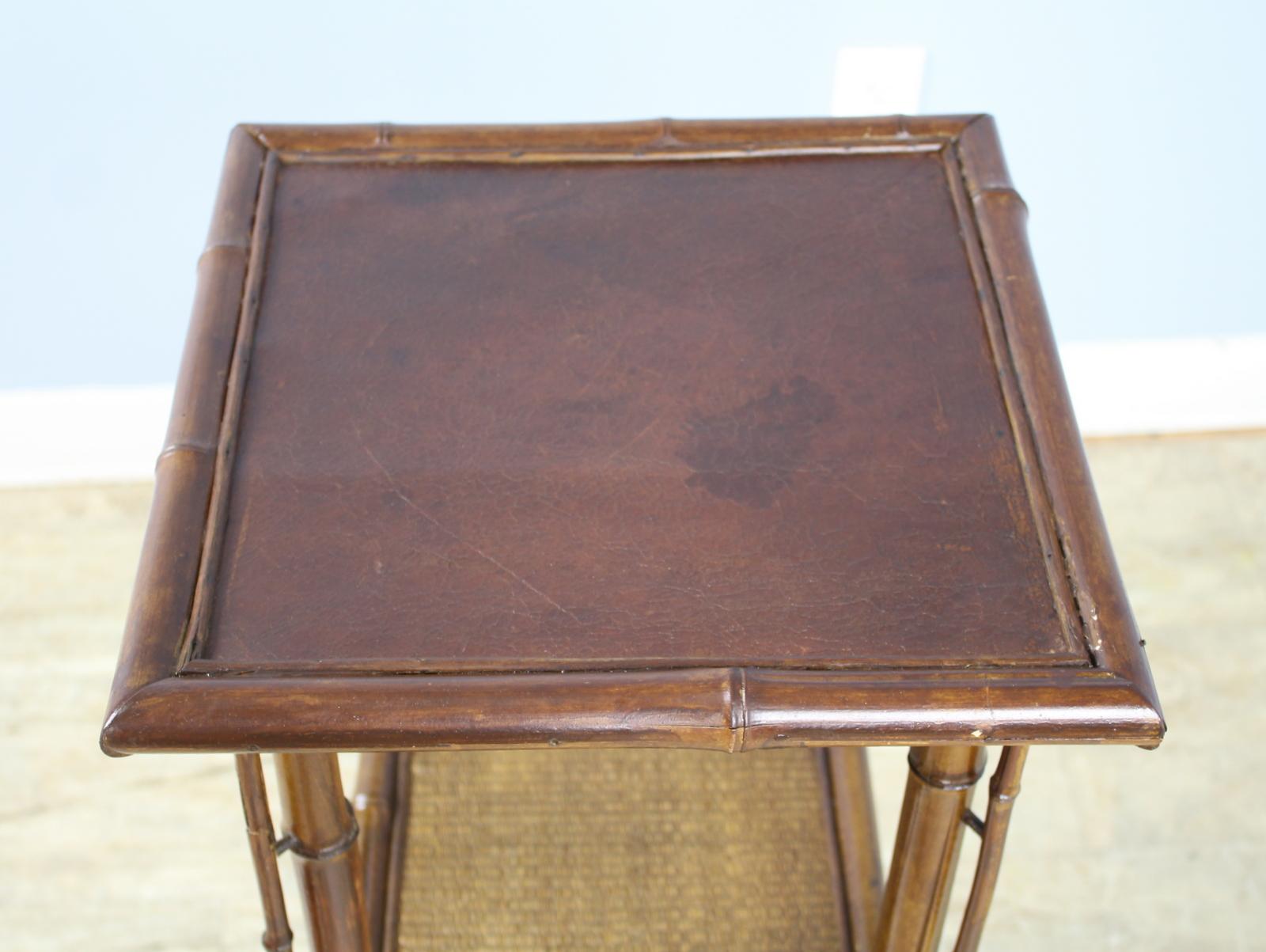English Antique Bamboo Side Table with Vertical Detail For Sale