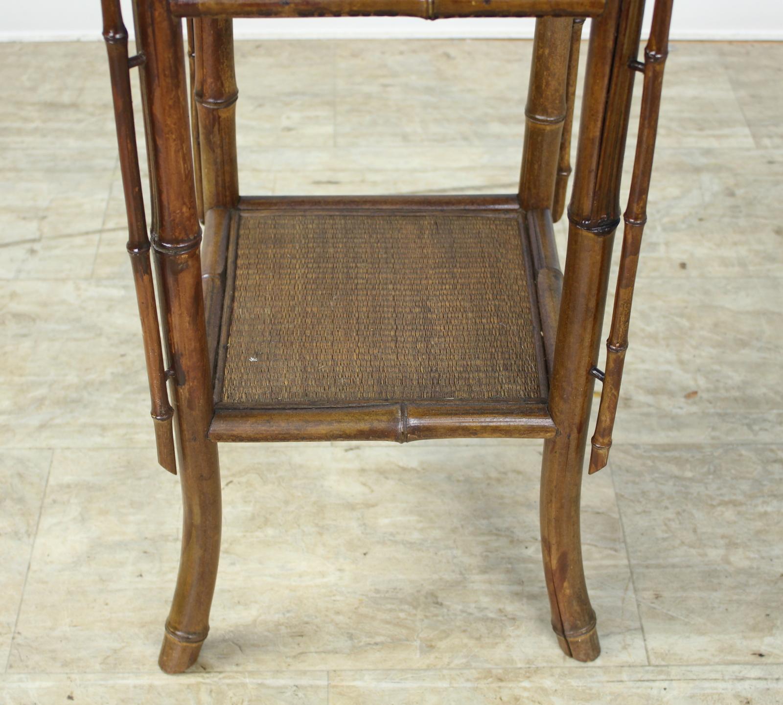 Antique Bamboo Side Table with Vertical Detail For Sale 1