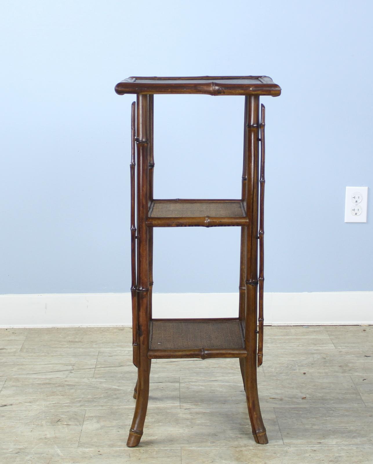 Antique Bamboo Side Table with Vertical Detail For Sale 2