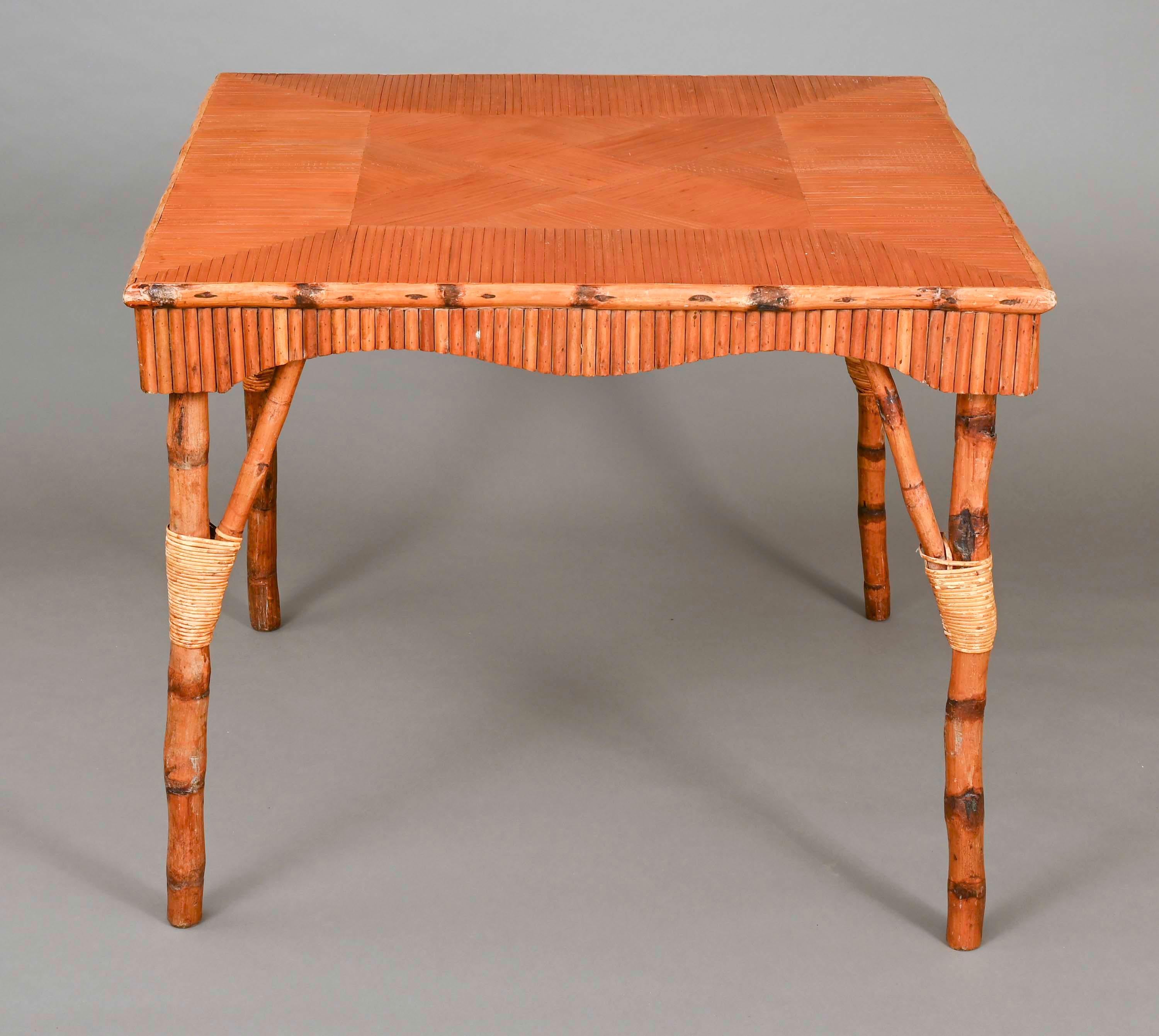 Early 20th Century Game table,  Bamboo Square For Sale