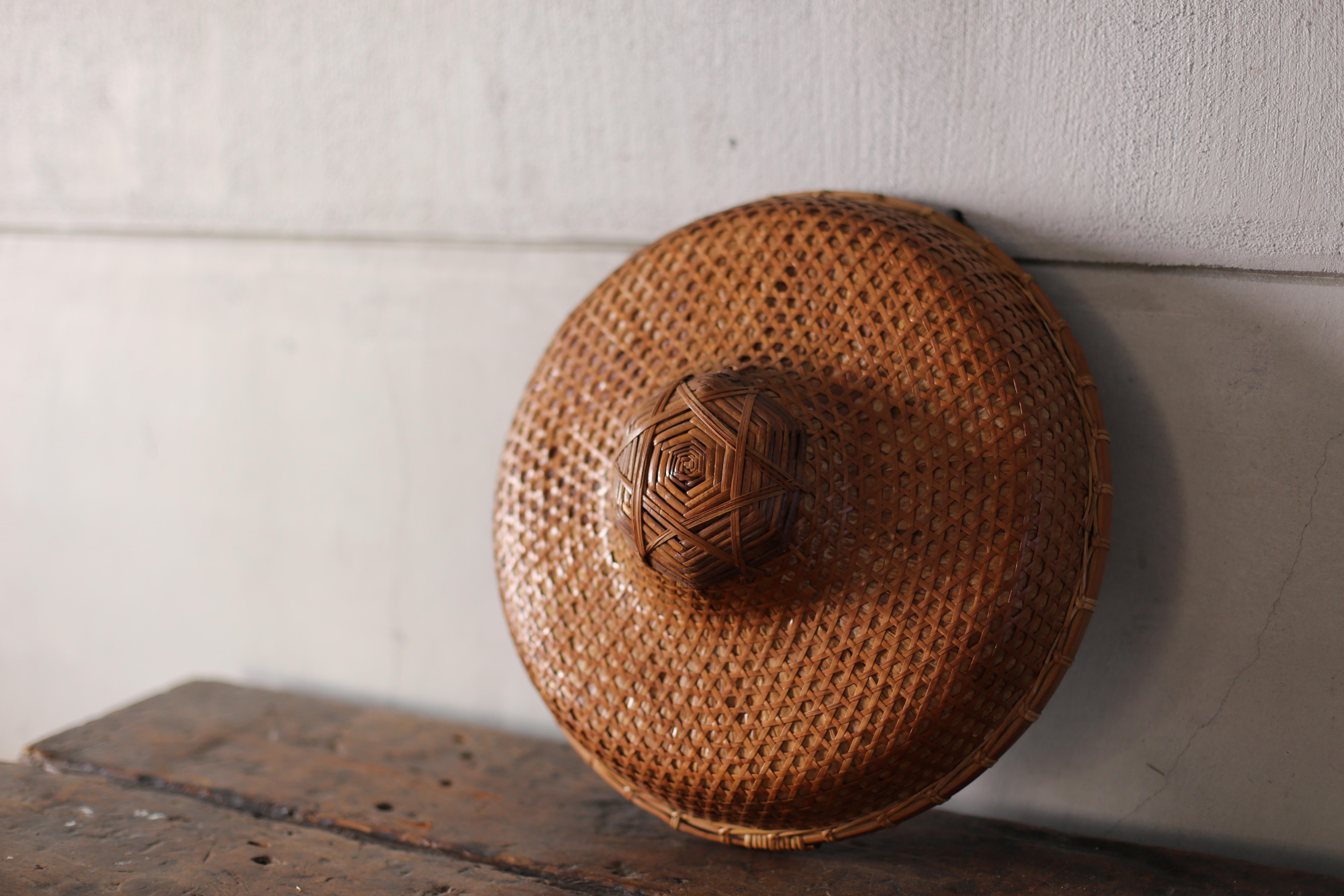 Antique Bamboo Straw Hat / Wabi Sabi , Display For Sale 1