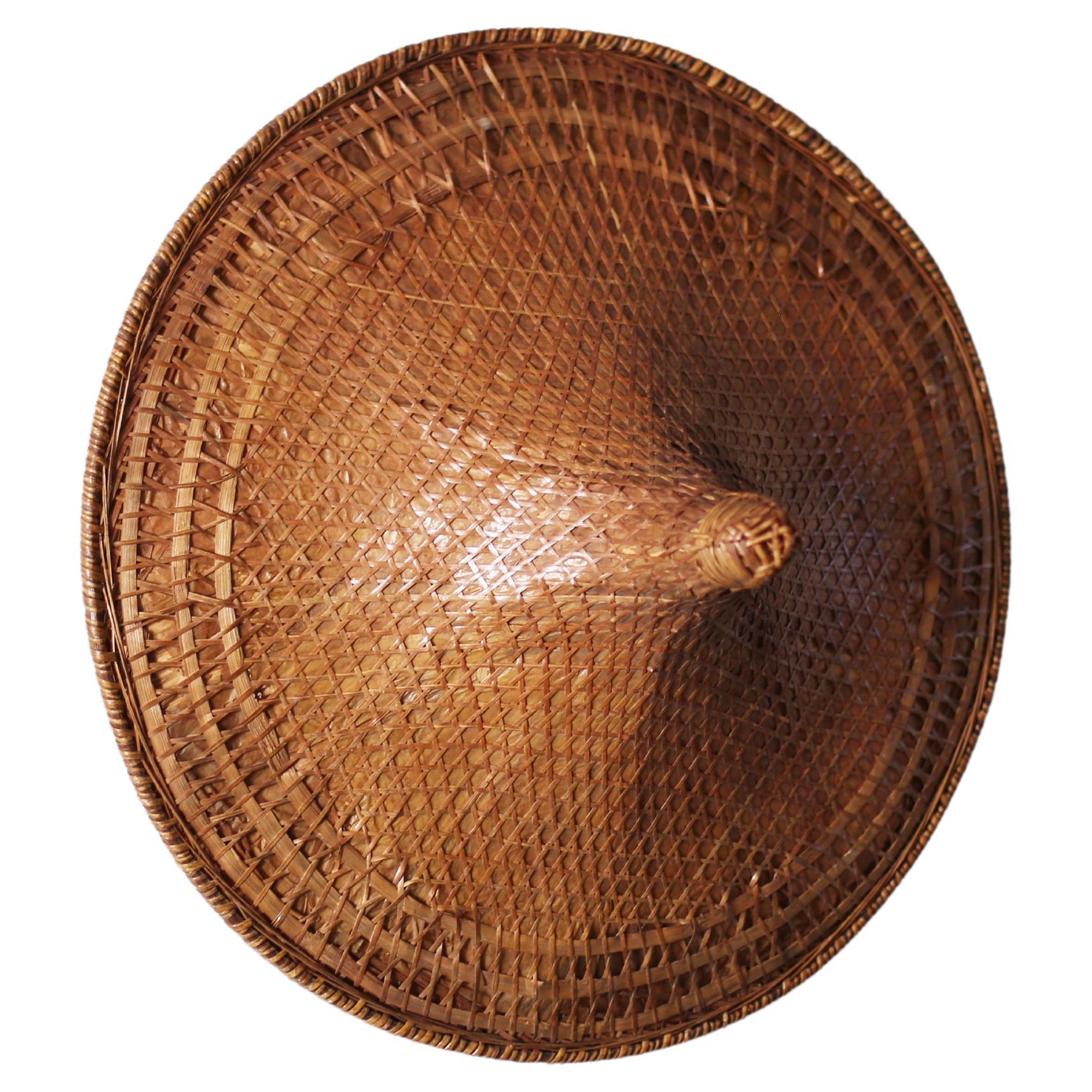 Antique Bamboo Straw Hat / Wabi Sabi , Display For Sale